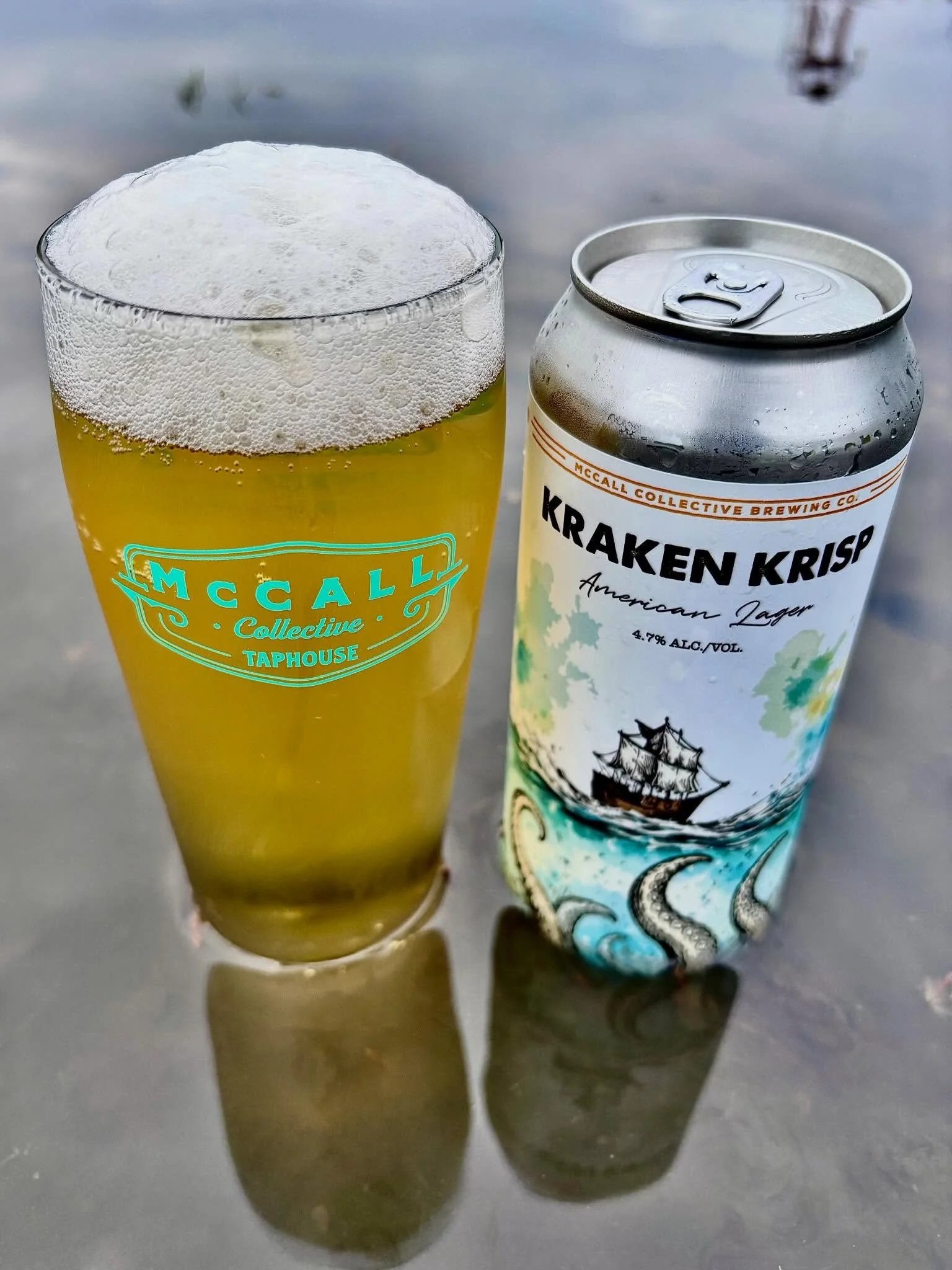 RELEASE THE KRAKEN! 
Release the refreshment!

Kraken Krisp is a crushable 4.7% American style lager brewed in collaboration with local homebrewing guru Rob Myers of Eight Legged Brewing. 
Known around the region for reeling in award after award, Rob