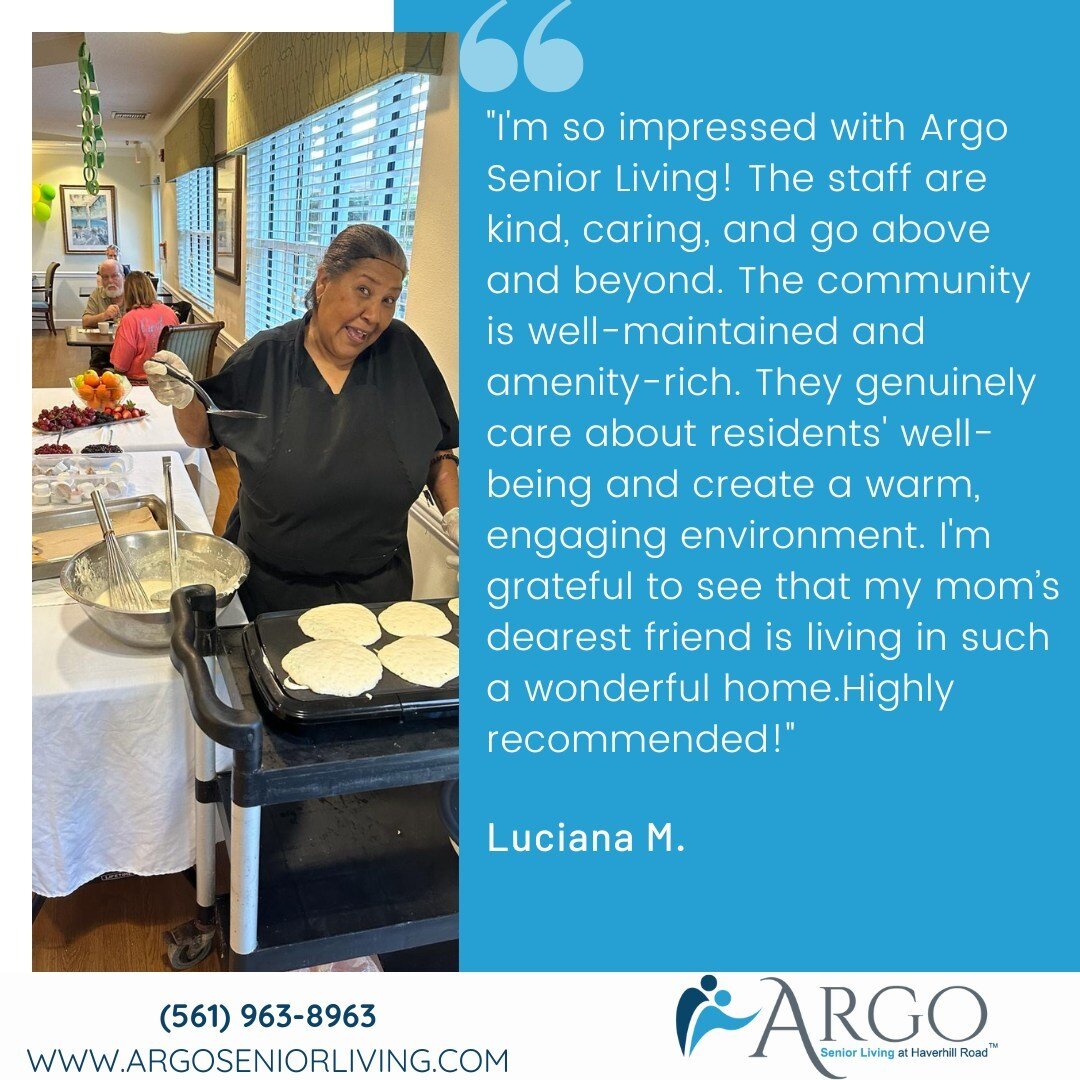 Let this testimonial inspire you! &quot;I'm so impressed with Argo Senior Living! The staff are kind, caring, and go above and beyond. The community is well-maintained and amenity-rich. They genuinely care about residents' well-being and create a war