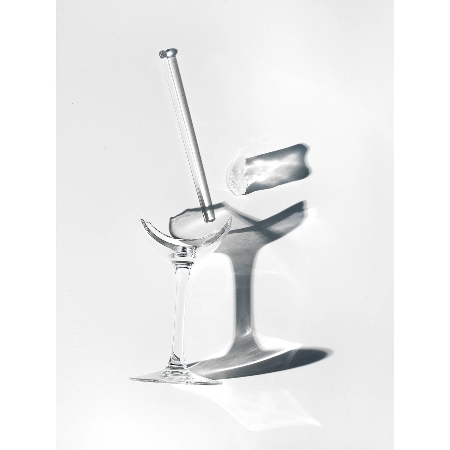 Broken drink with shadows