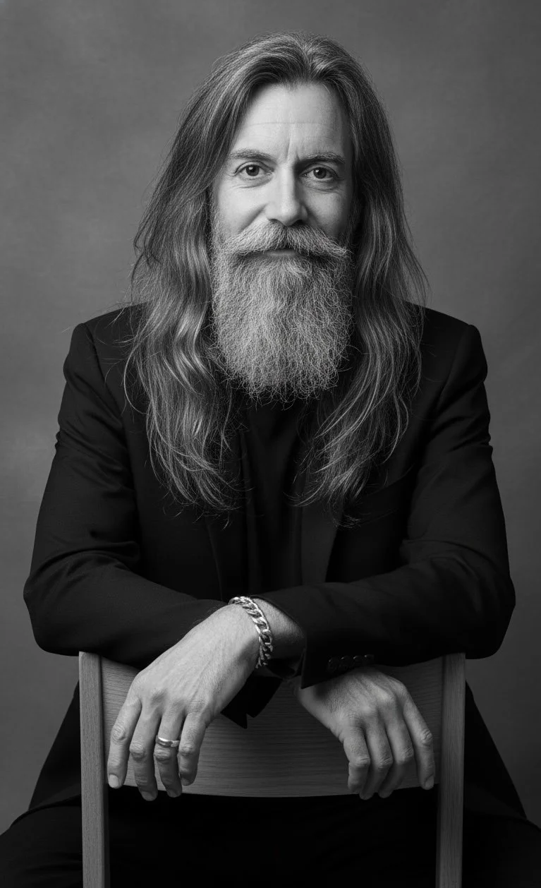 Black and white portrait of fine art photographer Kenn Costanzo in formal attire