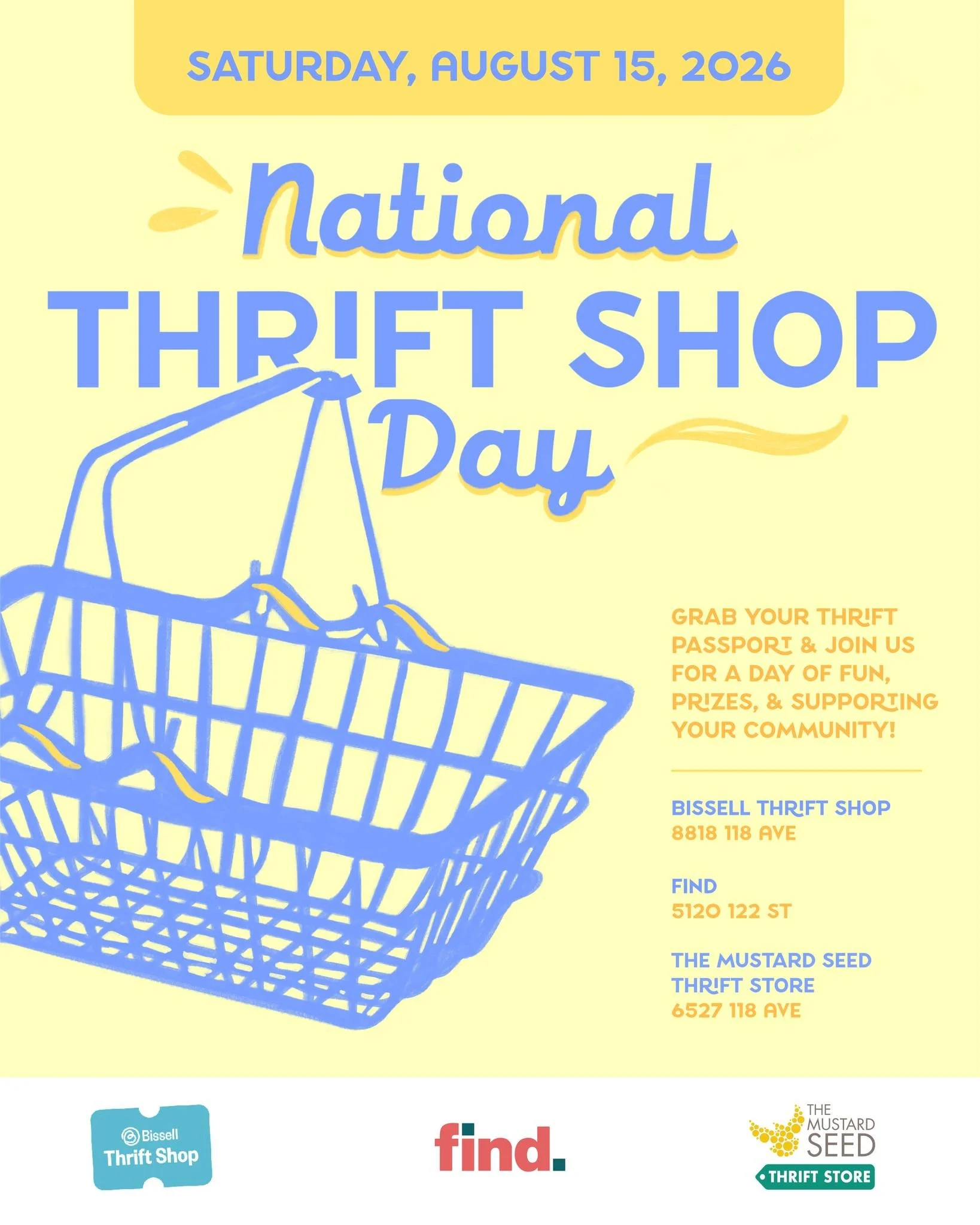 A good thrift find feels even better when it helps someone else, too. 

This National Thrift Shop Day, Bissell Thrift Shop, @findyeg , and @tmsthriftstoreyeg are teaming up for a day of thrifting that gives back. 

Deals That Do Good 

🗓 Saturday, A