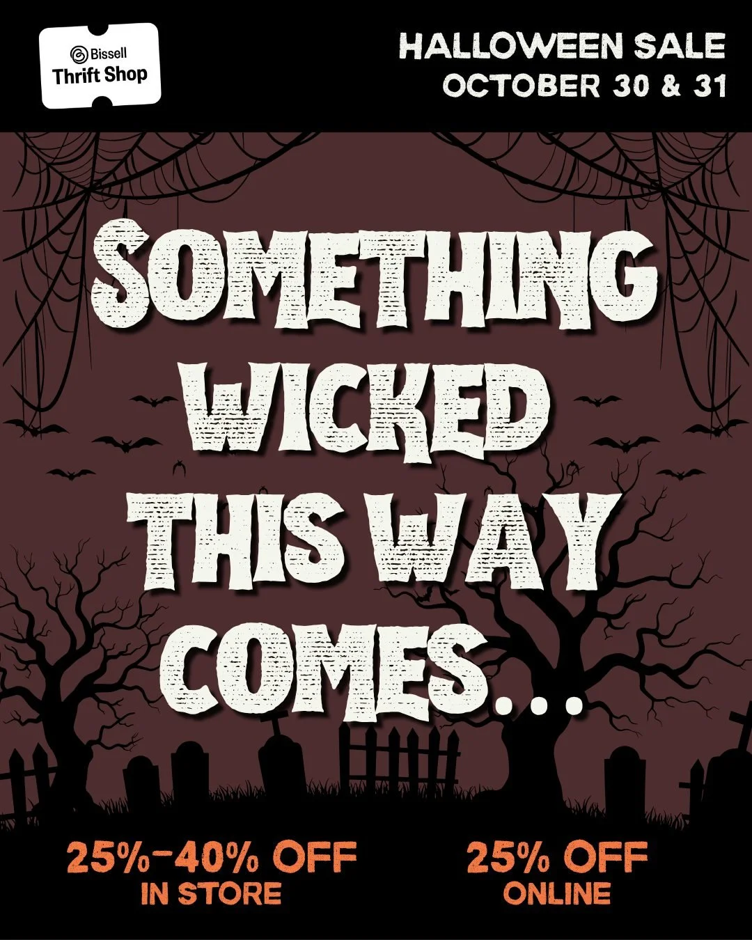 THRIFTERS, YOU&rsquo;VE BEEN SUMMONED. 👻

Something wicked this way comes&hellip; 

On October 30 &amp; 31, head to the store for our Halloween Sale and take your chances on our spooky Plinko board. Every. Single. Person. Wins. You&rsquo;ll land on 
