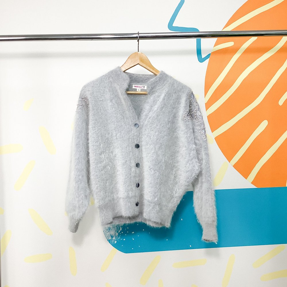 Unused Mohair Cardigan (GRADATION MOHAIR KNIT CARDIGAN #NAVY KHAKI  