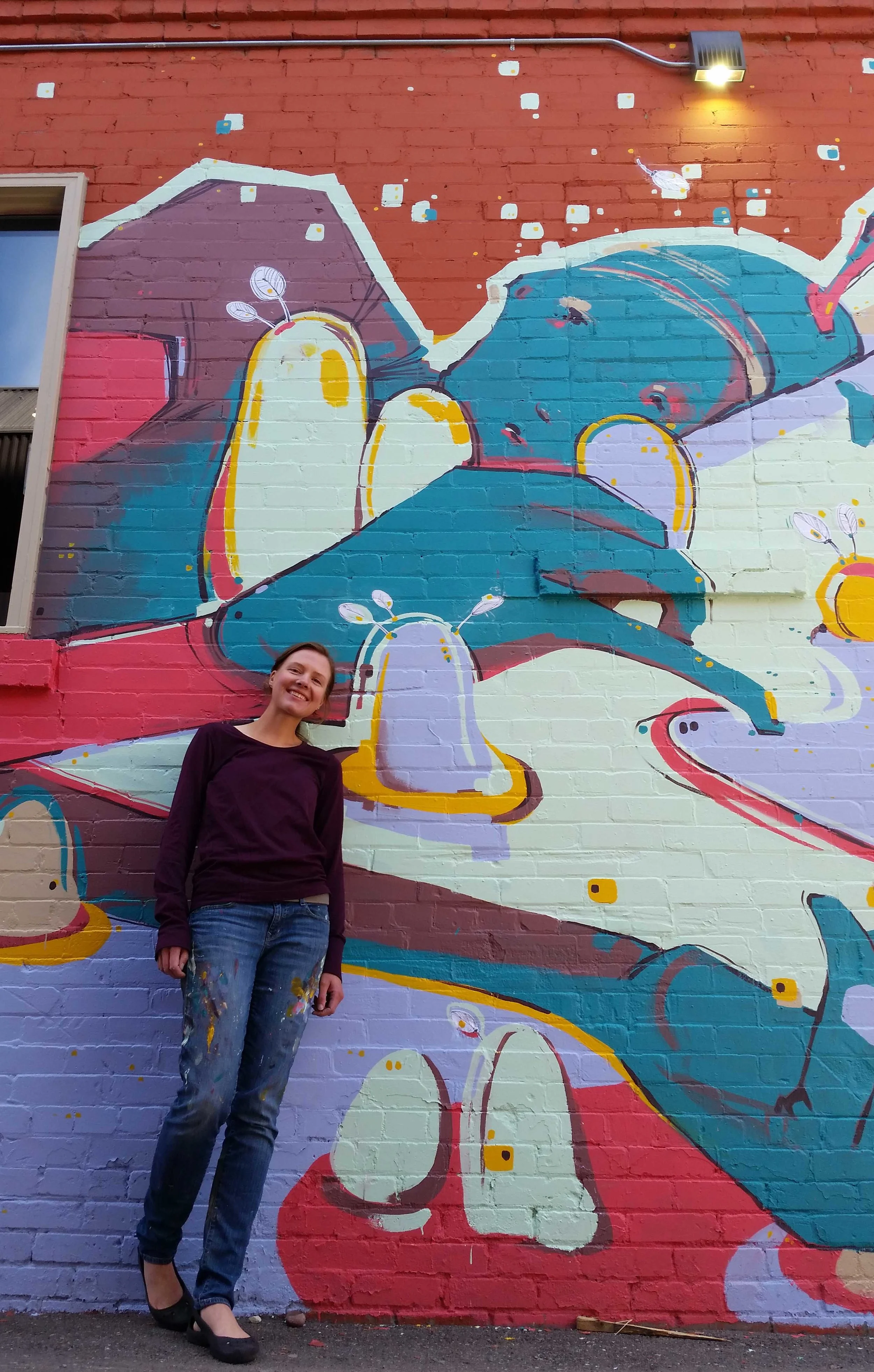 Sunday Afternoon Nap, mural created during BUMP mural festival, 2019