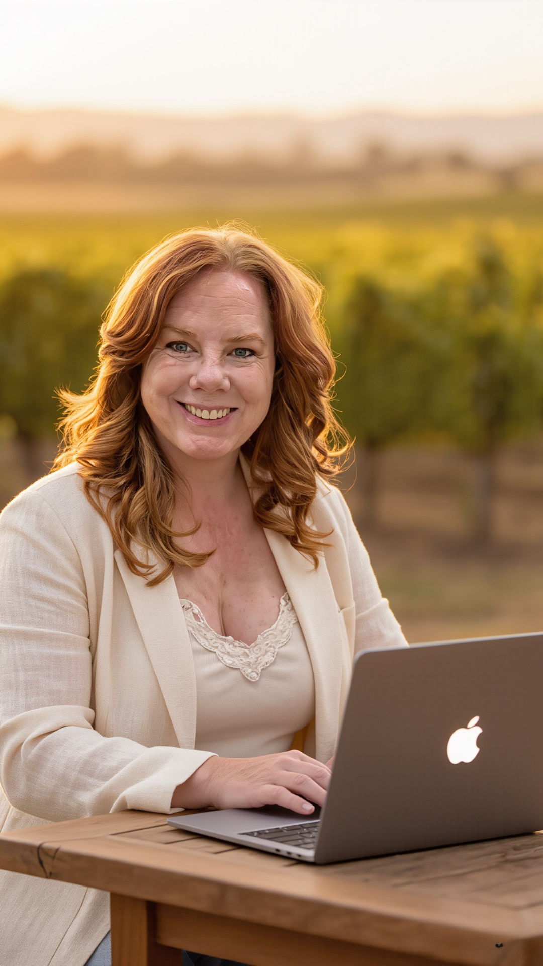 Amanda at desk with vineyard.png