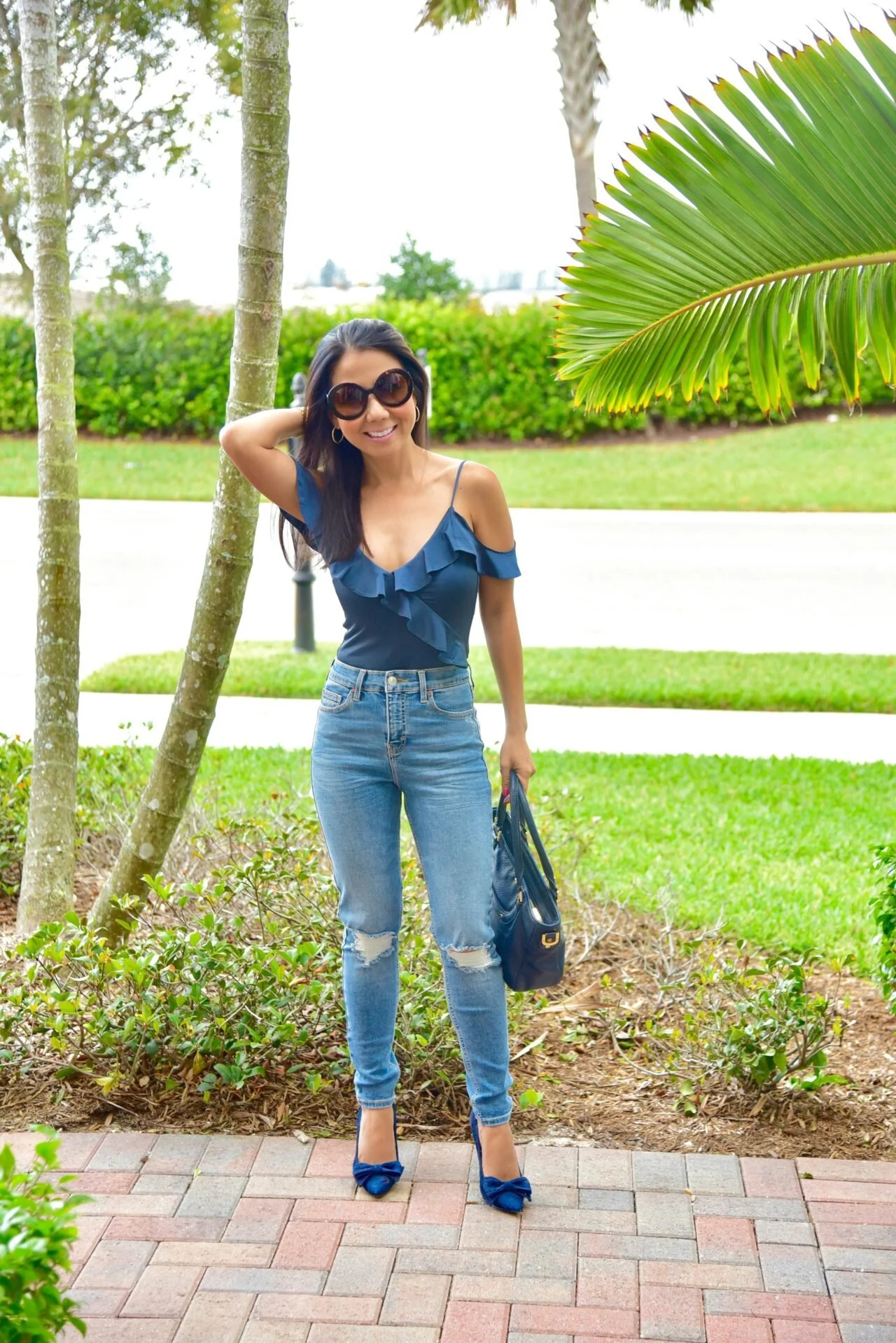 Pretty Ruffled Bodysuit and High-Rise 