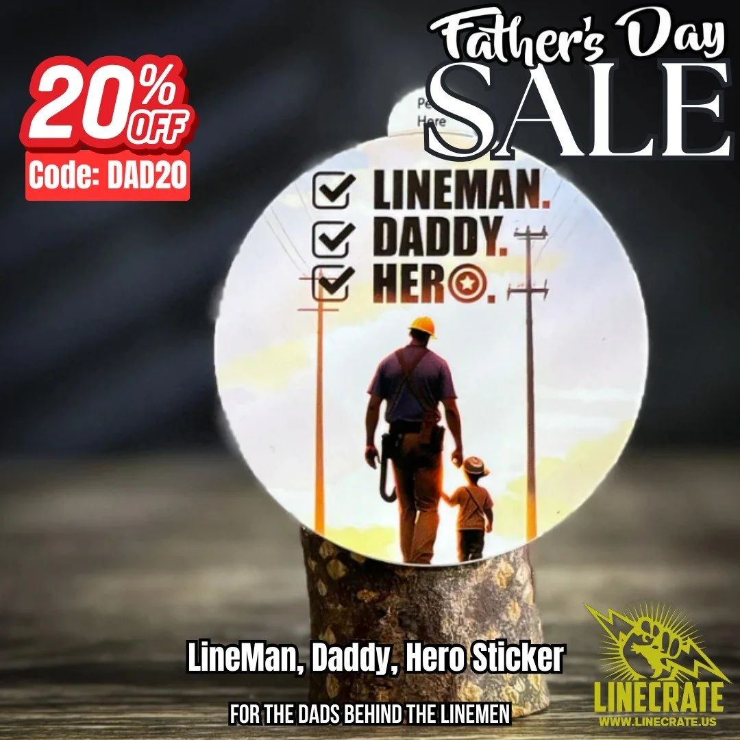 ⚡LineMan, Daddy, Hero Sticker

He&rsquo;s a hero on the pole and a hero at home ❤

This sticker is the perfect Father&rsquo;s Day gift for the hardworking lineman who does it all. Made with durable weather-resistant vinyl, it&rsquo;s perfect for truc