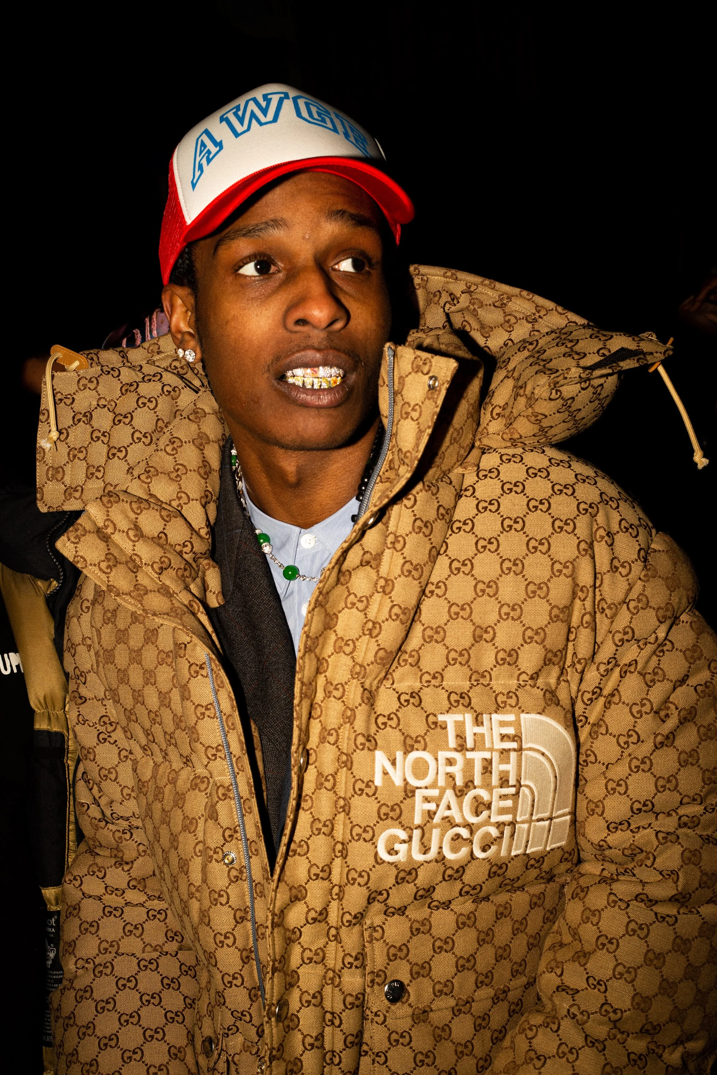 A$AP Rocky wearing The North Face x Gucci