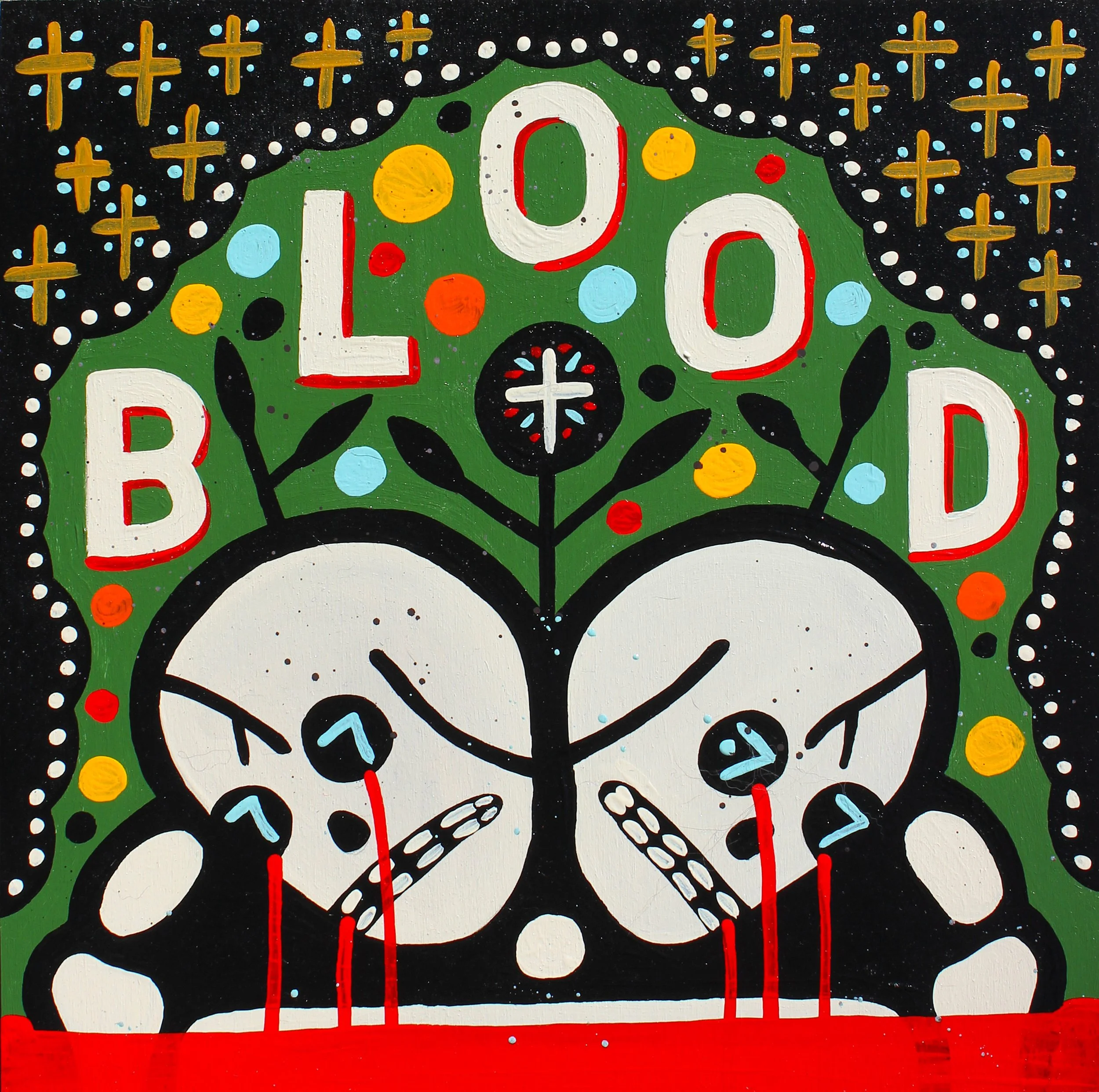  Mike Egan   “Brothers Of Blood”   acrylic on wood  12” x 12”  SOLD   Inquire  
