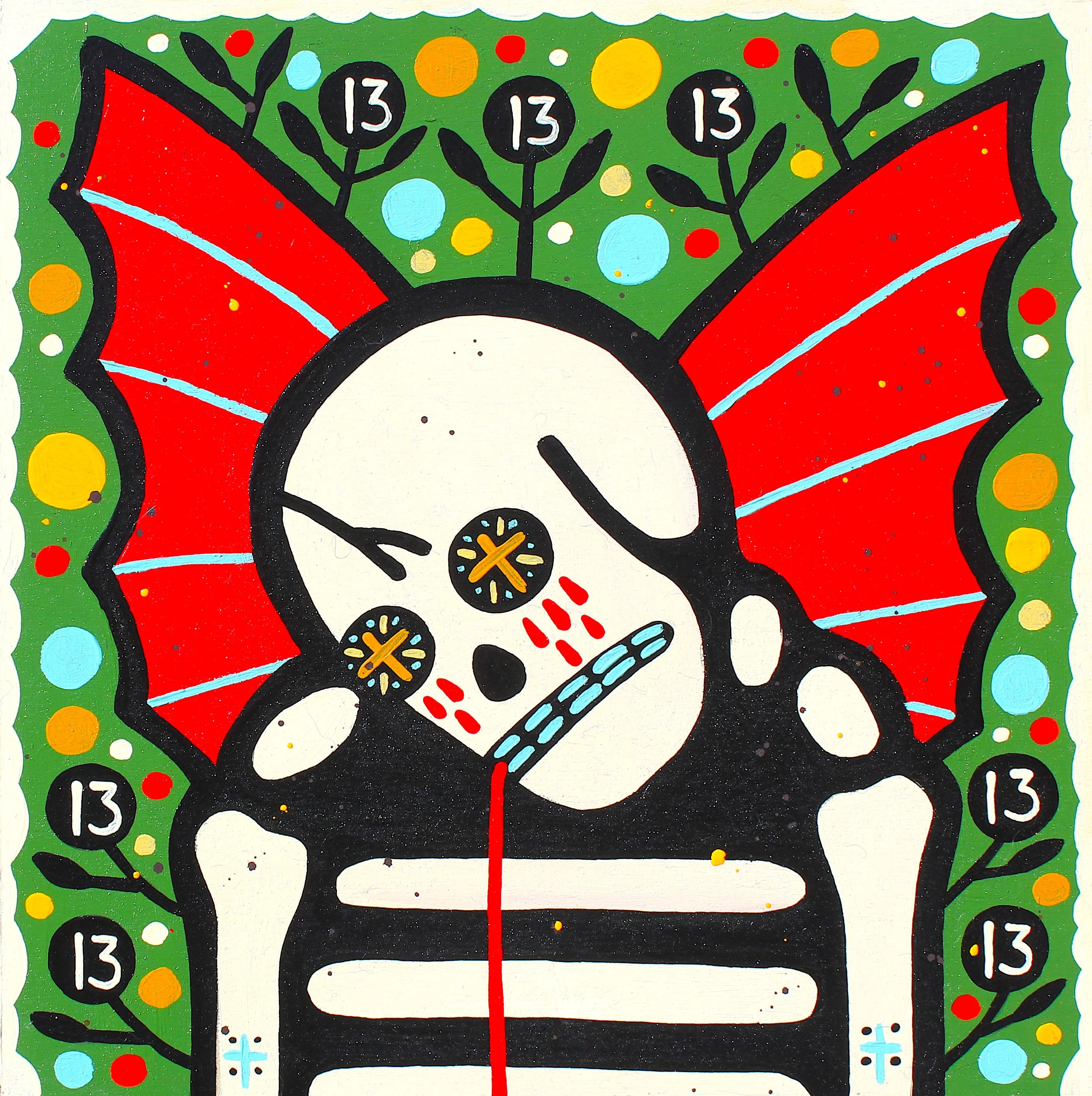  Mike Egan   “Death Wings”   acrylic on wood  12” x 12”  SOLD   Inquire  