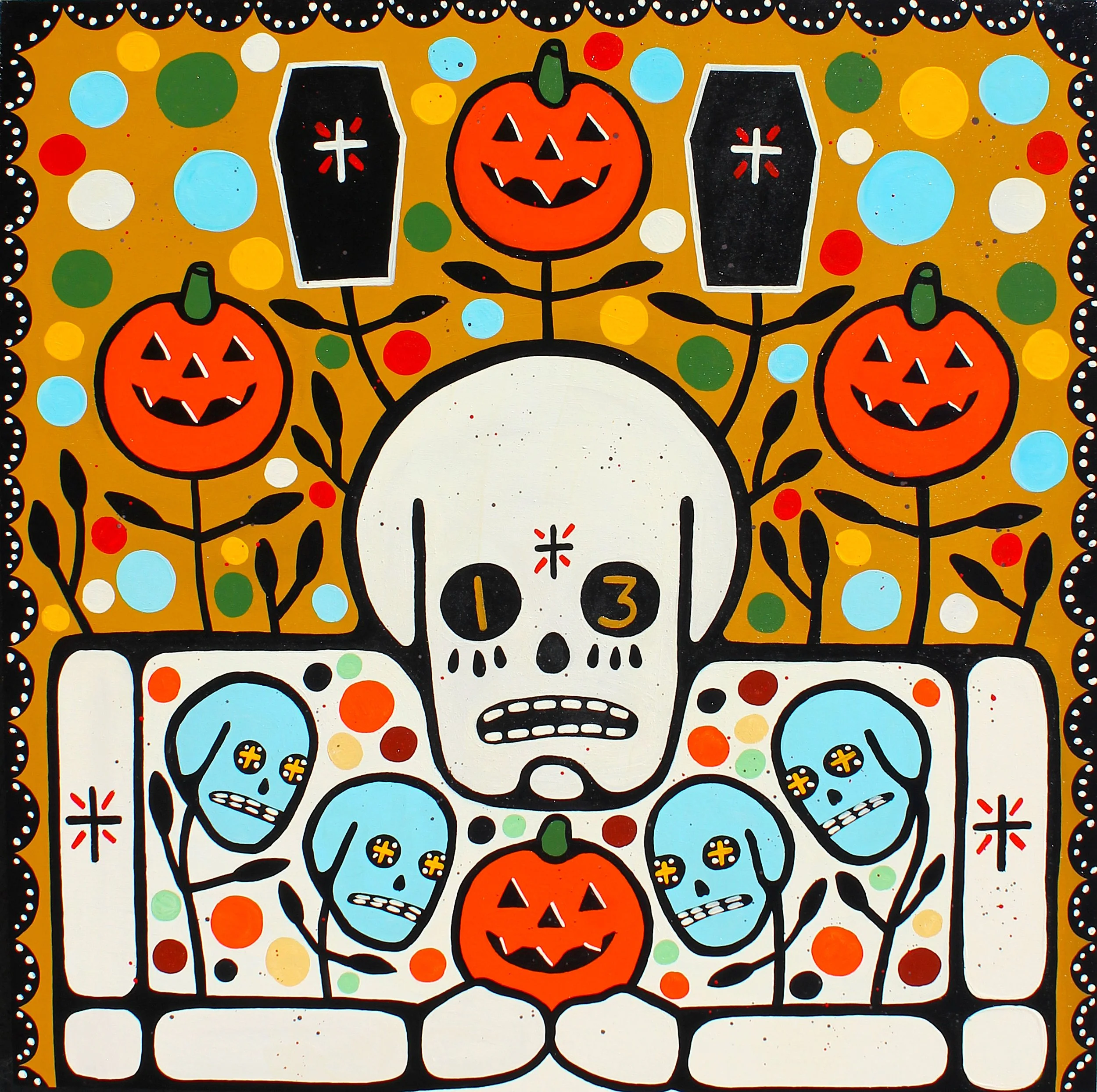  Mike Egan    “Halloween Offerings”   30” x 30”  $3000.   Inquire  