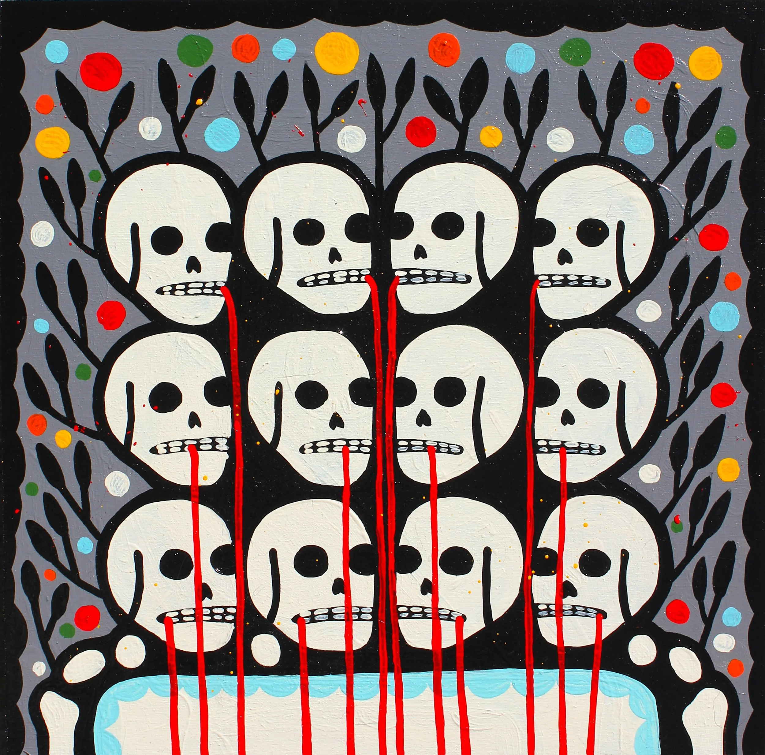  Mike Egan   “Releasing The Family Secrets”   acrylic on wood  12” x 12”  $850.   Inquire  
