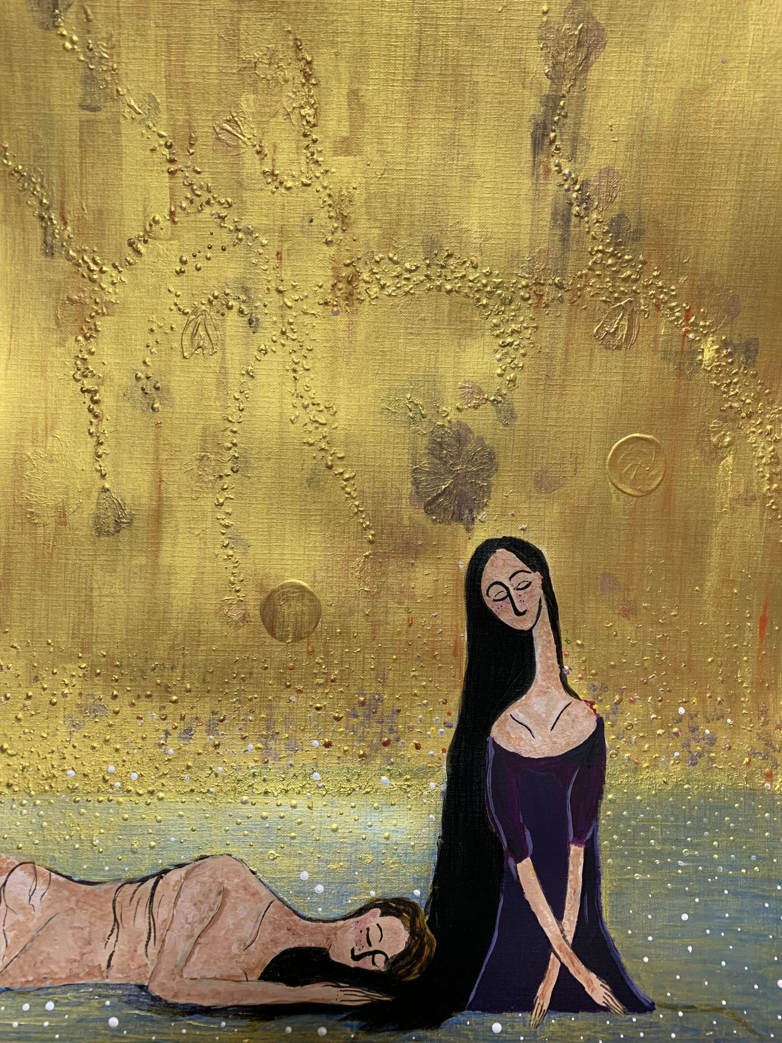  Untitled(2019), acrylic and gold powder on canvas, , 13x19inch 