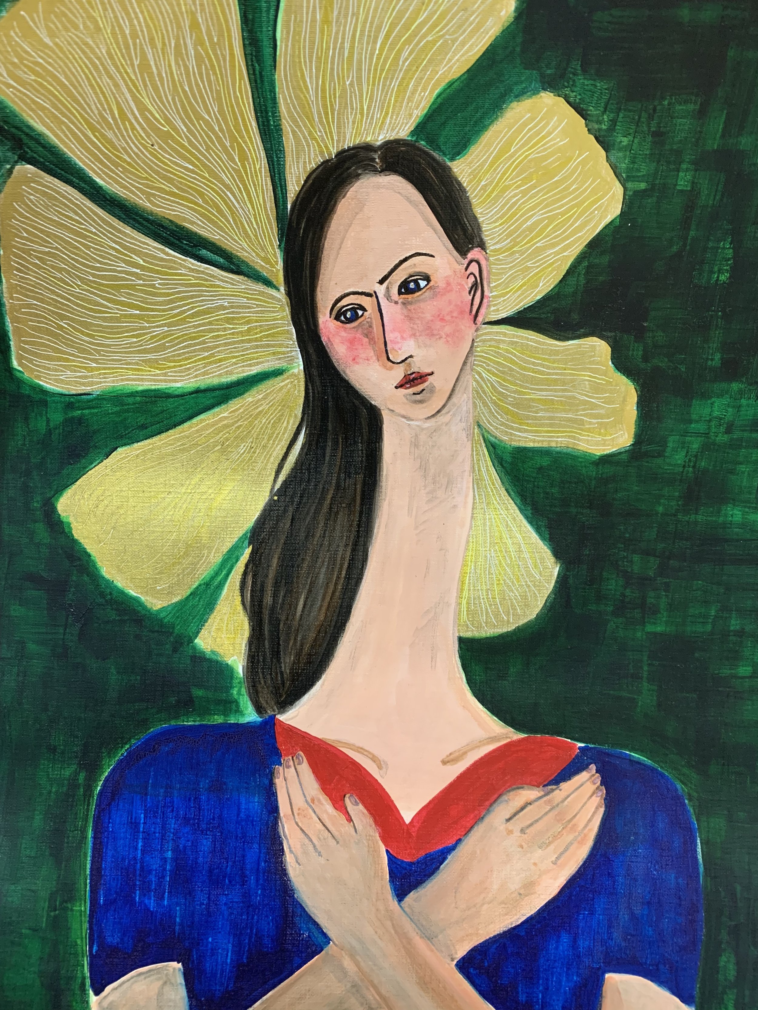  Untitled(2019), acrylic, gold powder on canvas, 13x 19inch 