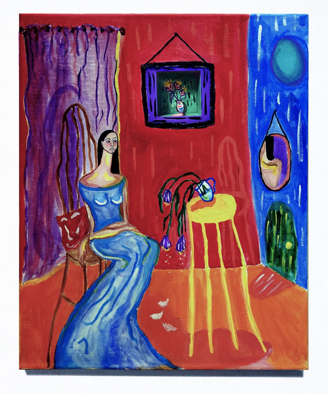  My Room for Self Quarantine(2020), acrylic, wood panel on canvas, 14x 18inch 