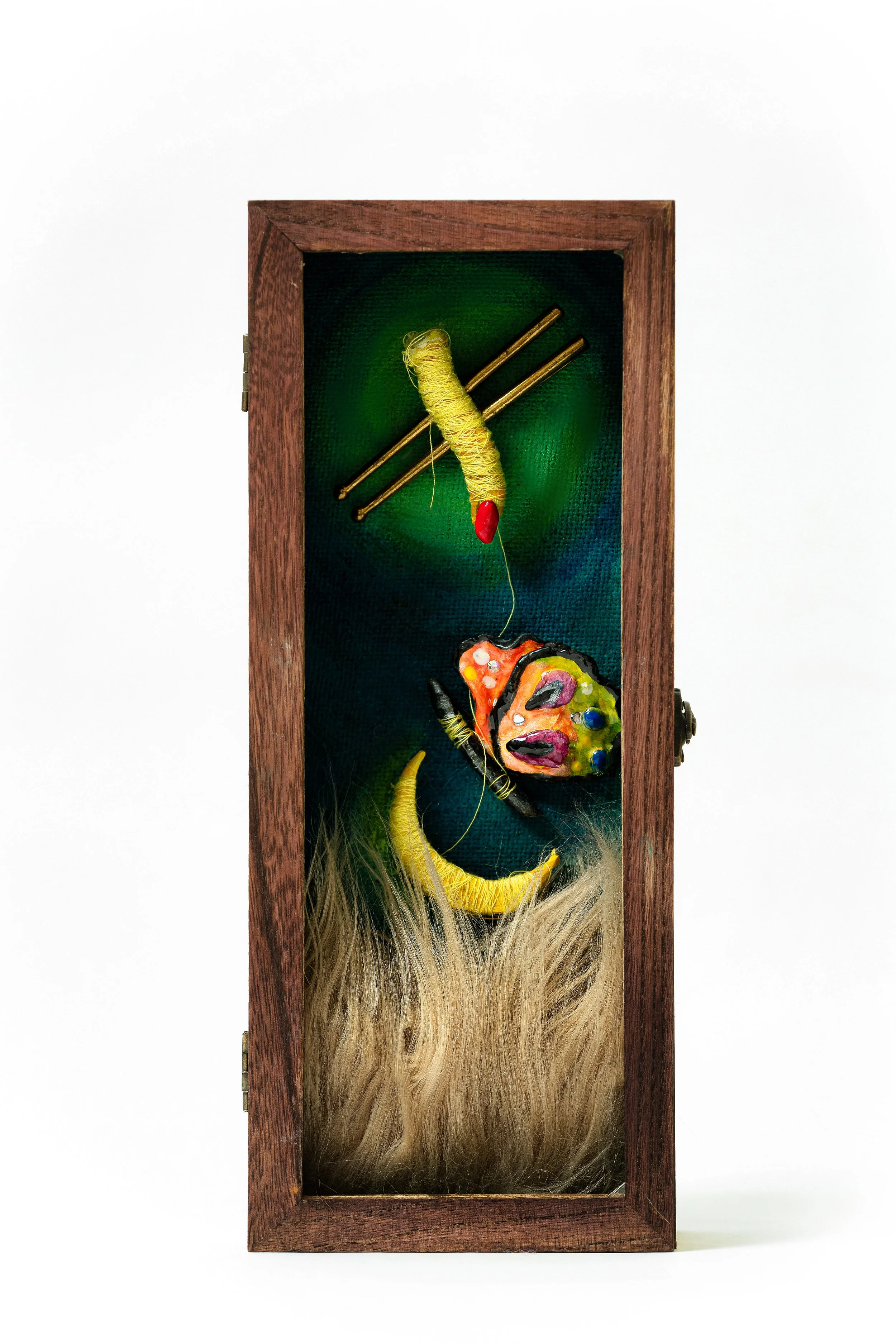  Butterfly Nursery Kit  2024 Wooden box, stone clay, acrylic, rhinestone, epoxy, miniature drumstick, thread, and fur fabric 5 × 12 × 3 inches 