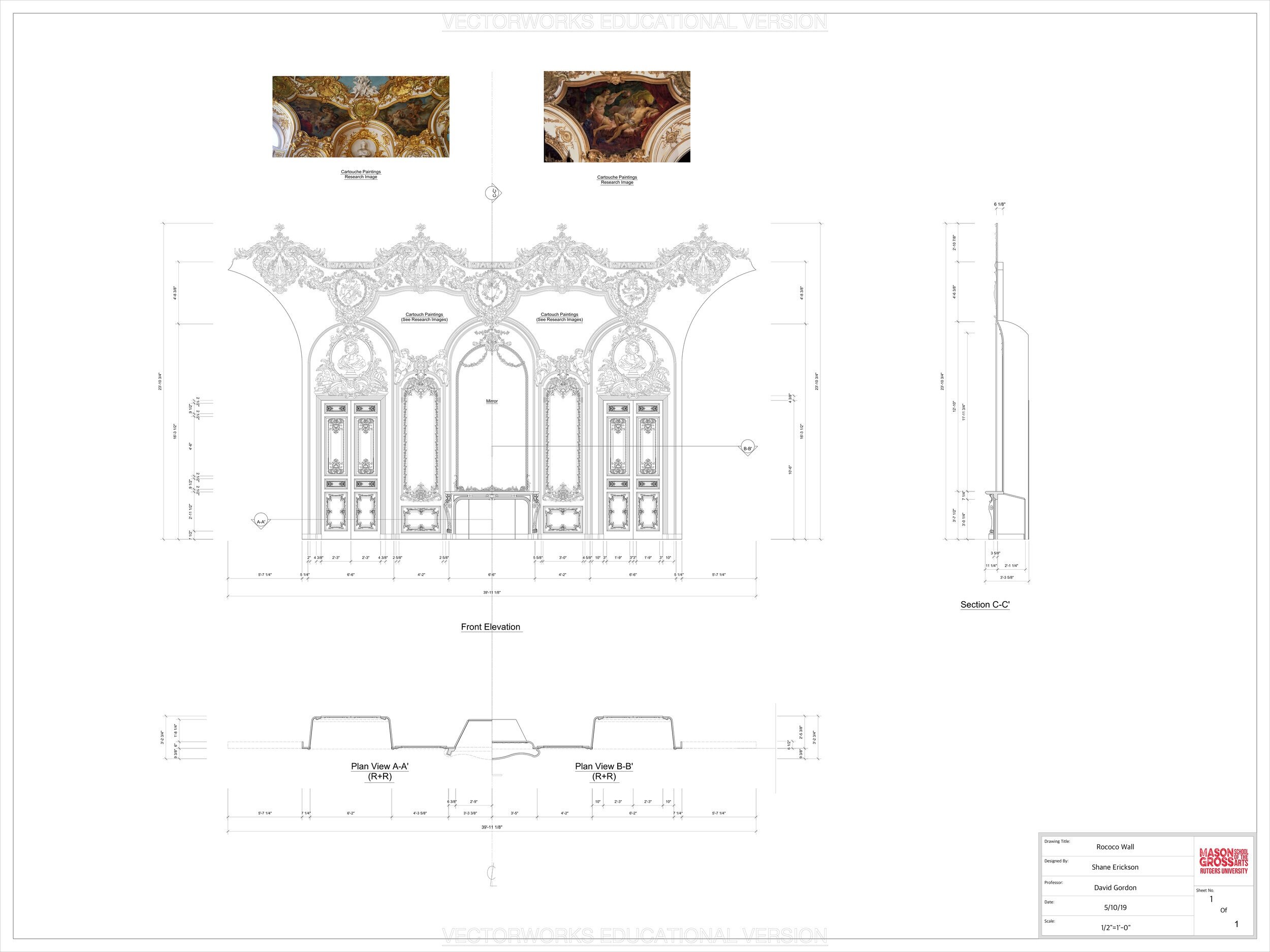 1/2" Scale Rococo Wall- Vectorworks 