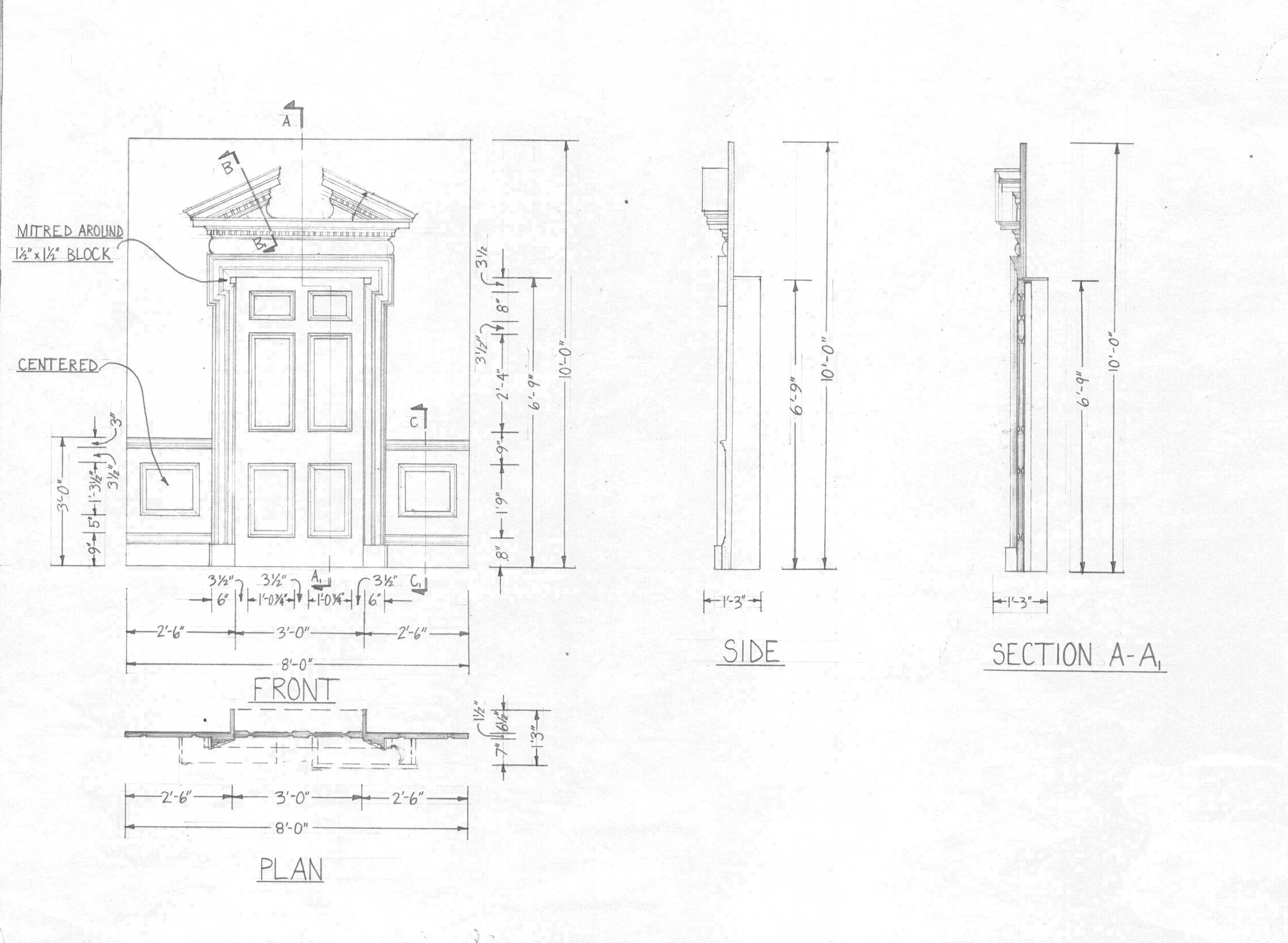 1/2" Scale Colonial Door Hand Drafting 