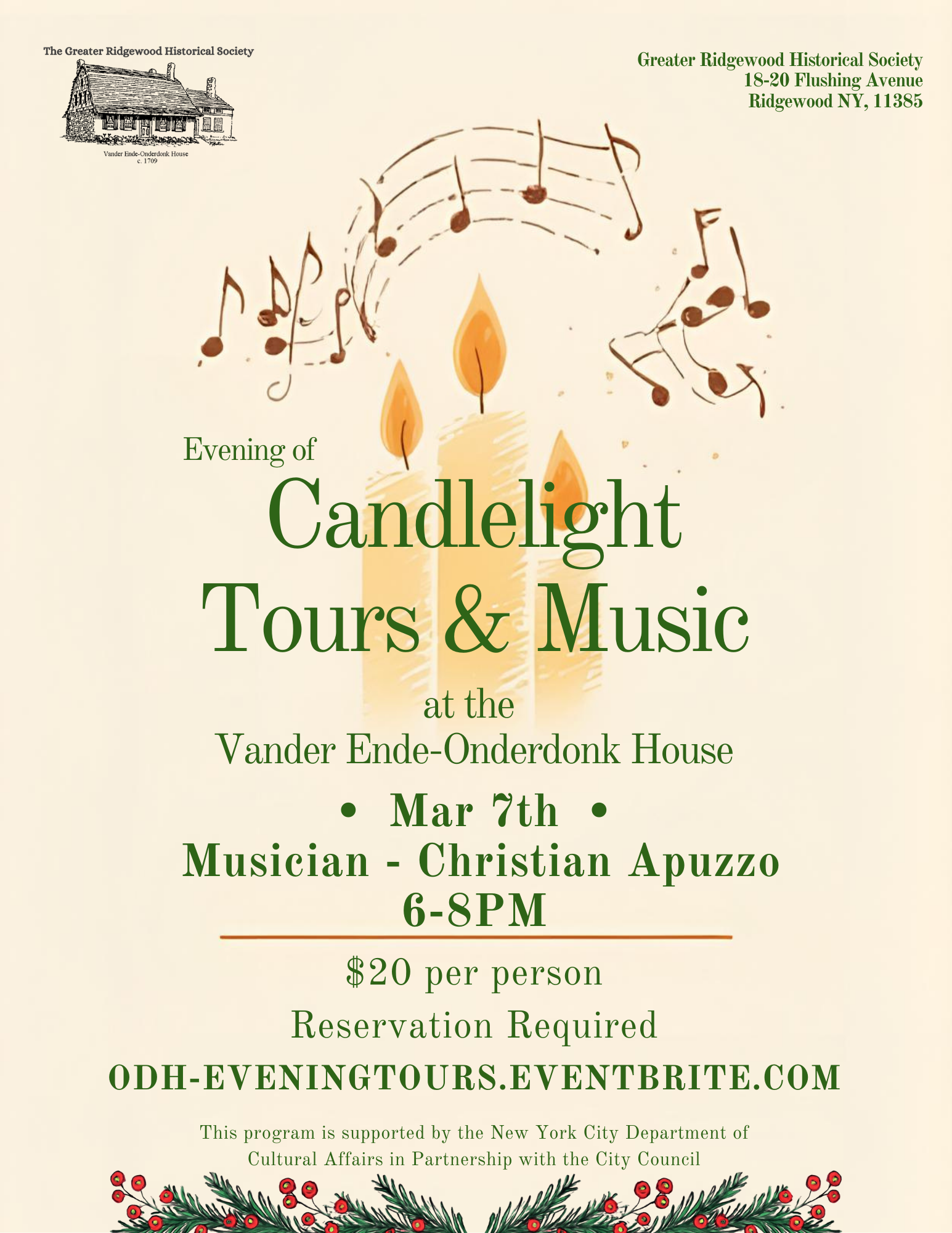 March Candlelight Tour and Music