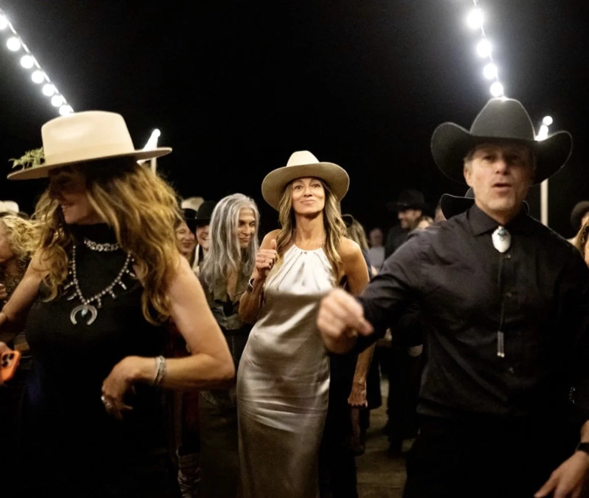 Mary Ellen Matthews line dancing at Dre Shapiro and Pete Pepe's wedding in Santa Fe
