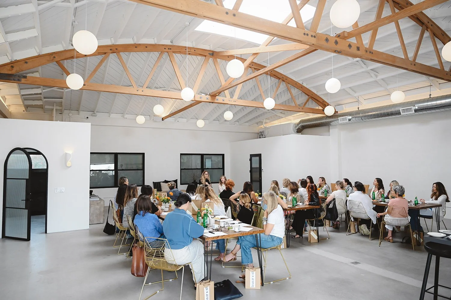 Lacuna writing workshop event seated indoor bow truss ceiling West Adams Los Angeles