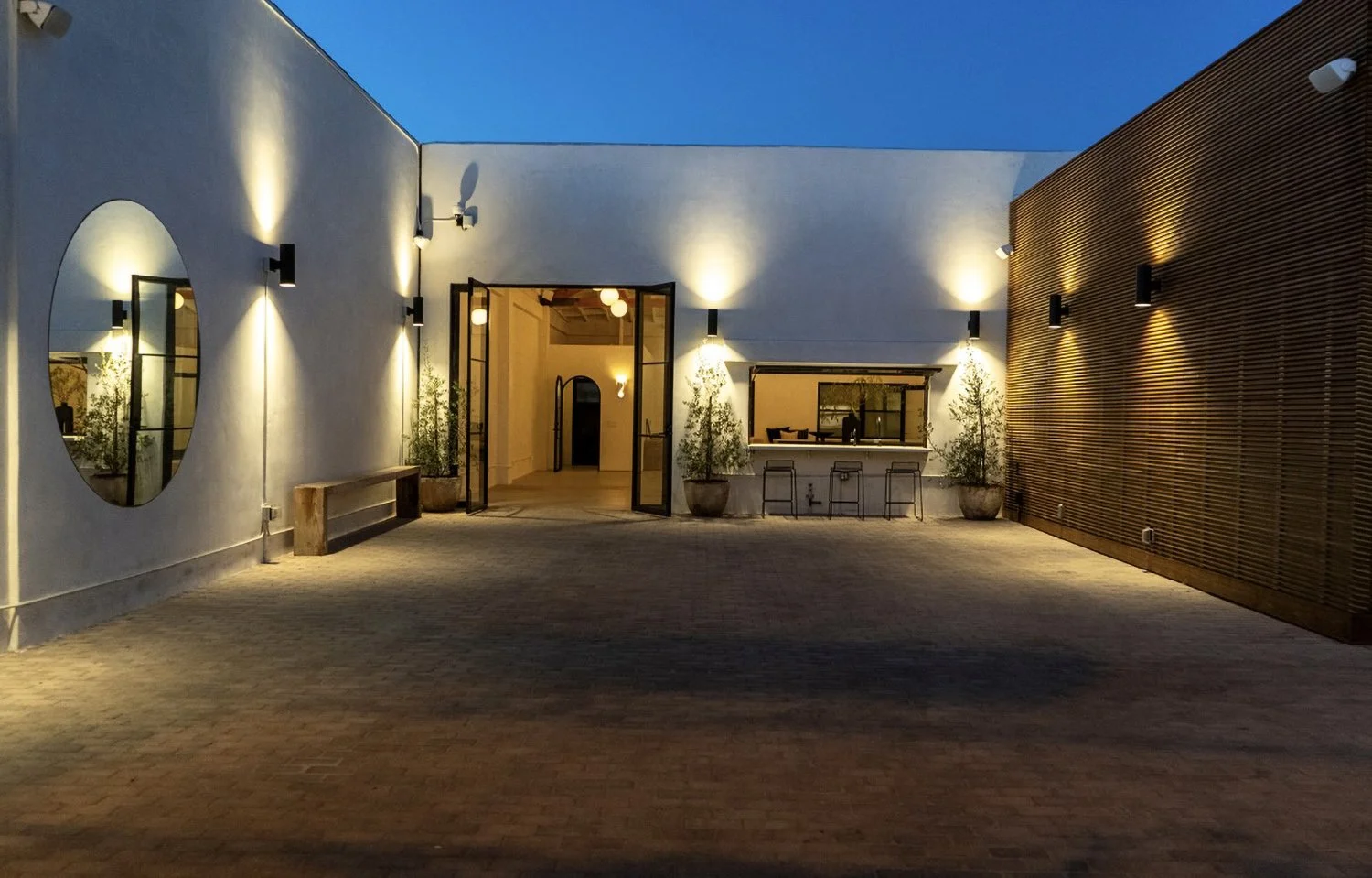Lacuna outdoor courtyard with arched entry Los Angeles event venue
