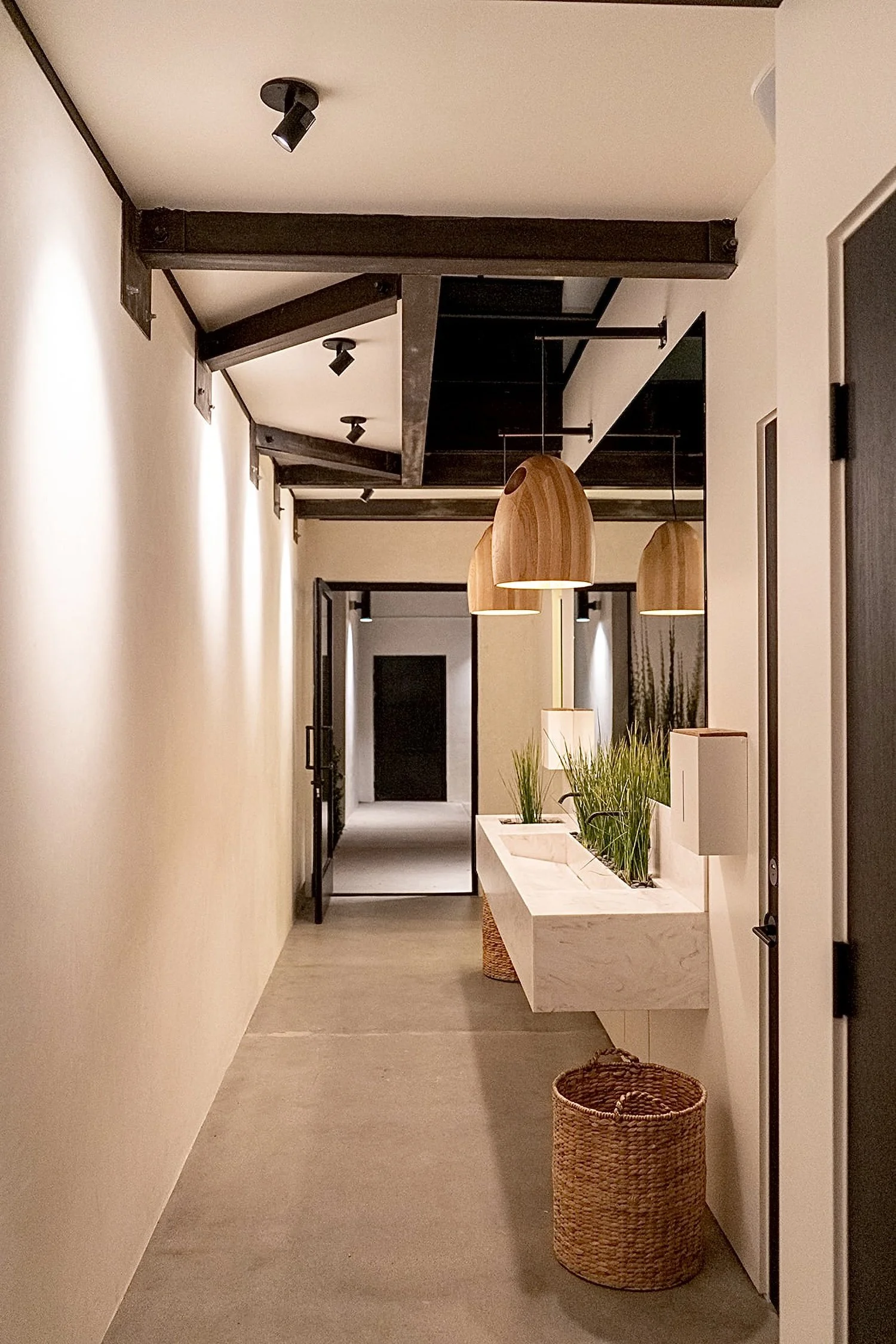 Lacuna restroom corridor interior hallway West Adams Los Angeles