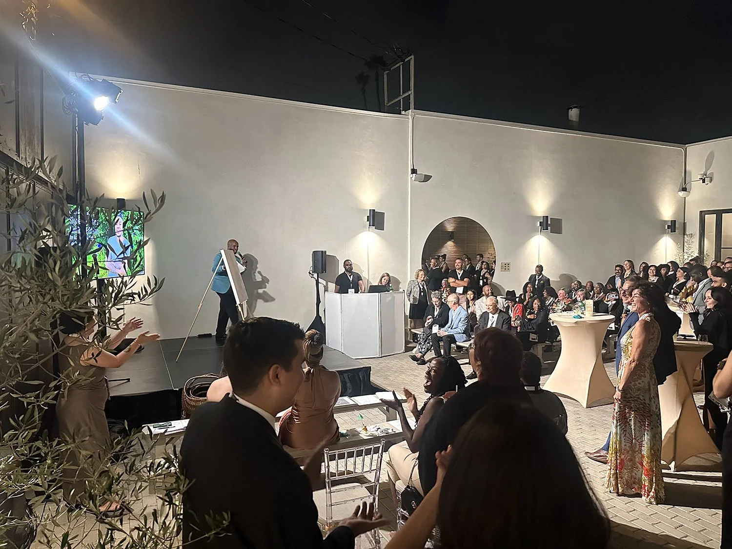 Lacuna evening brand event indoor bow truss ceiling Los Angeles