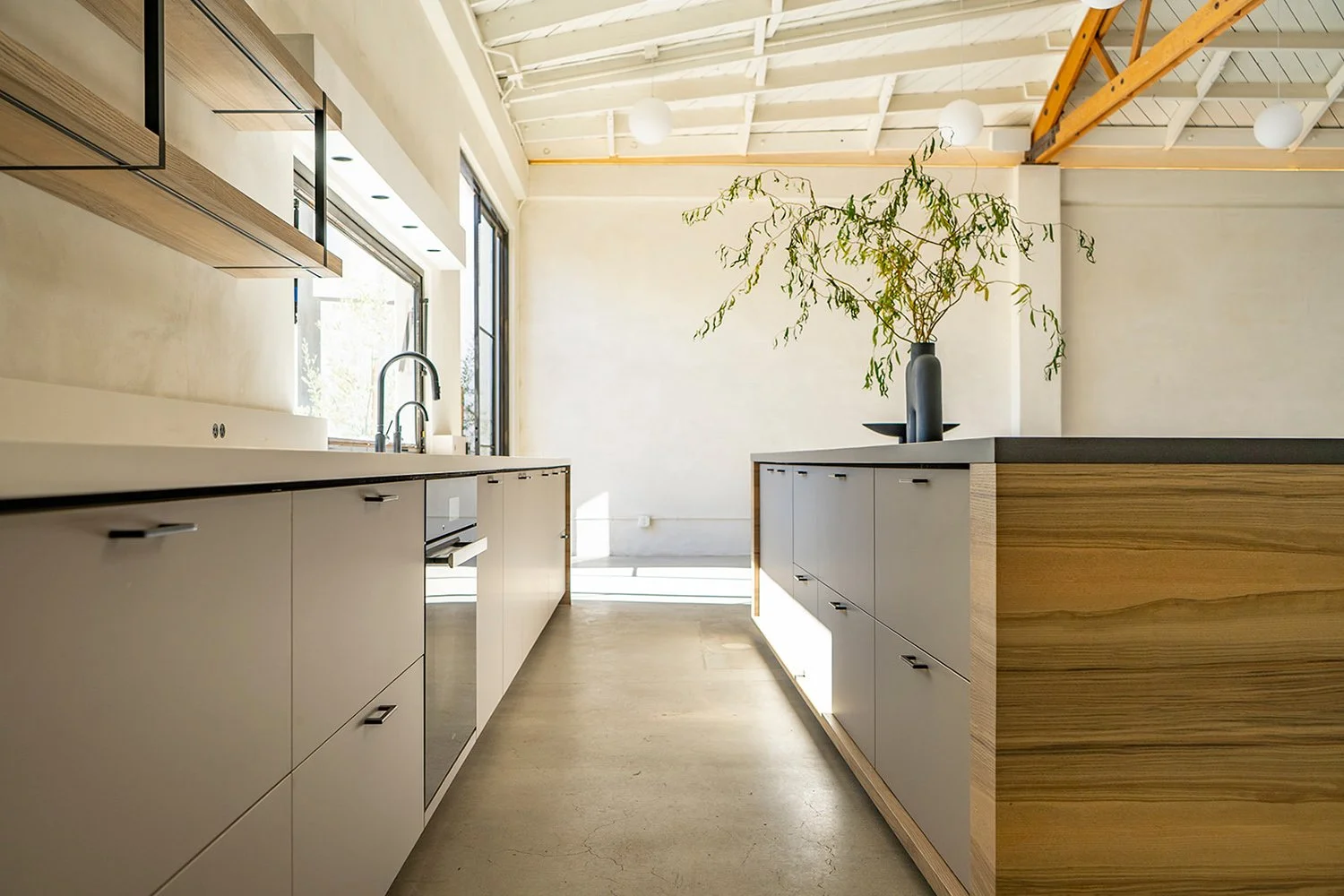 Lacuna custom kitchen counter with natural light West Adams Los Angeles