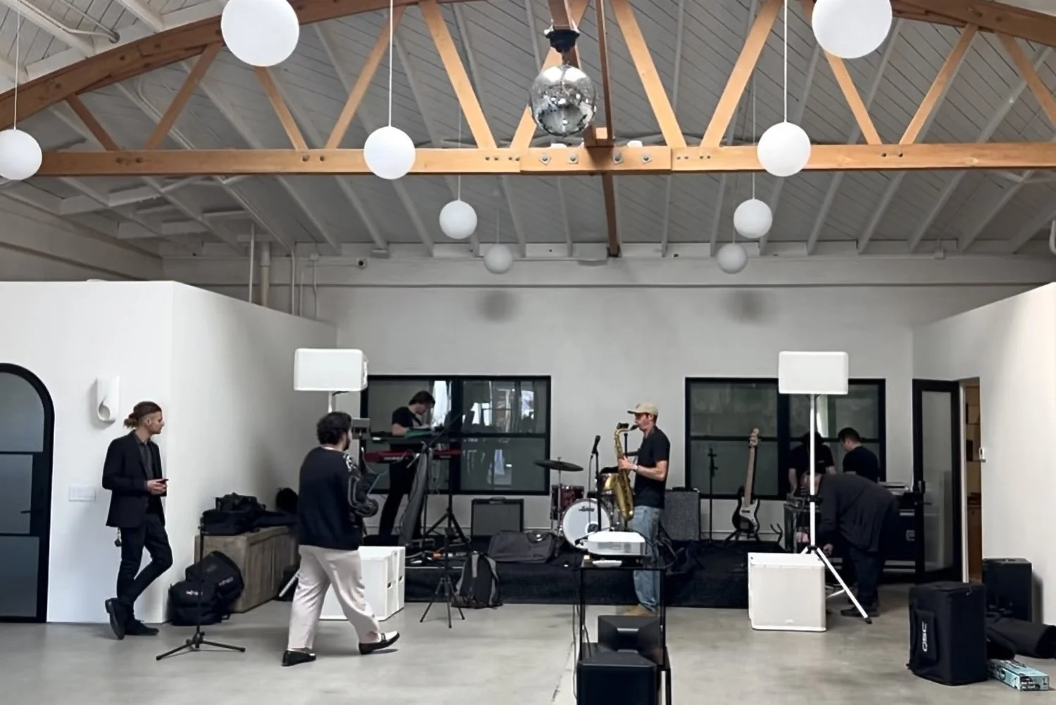 Lacuna live music event indoor bow truss ceiling West Adams Los Angeles