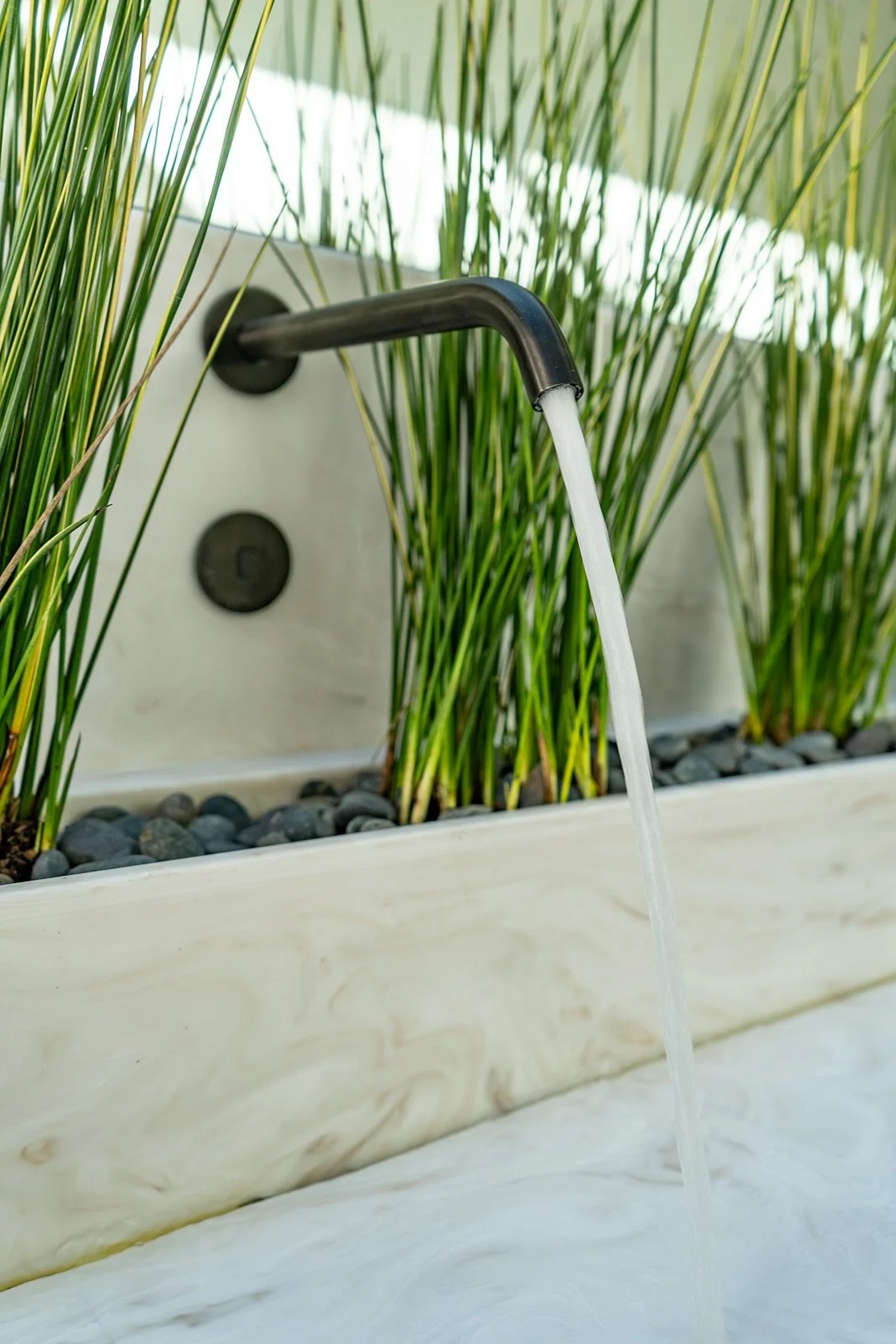Custom Corian trough sink with integrated planter designed by Dre Shapiro and fabricated by The Splash Lab at Lacuna