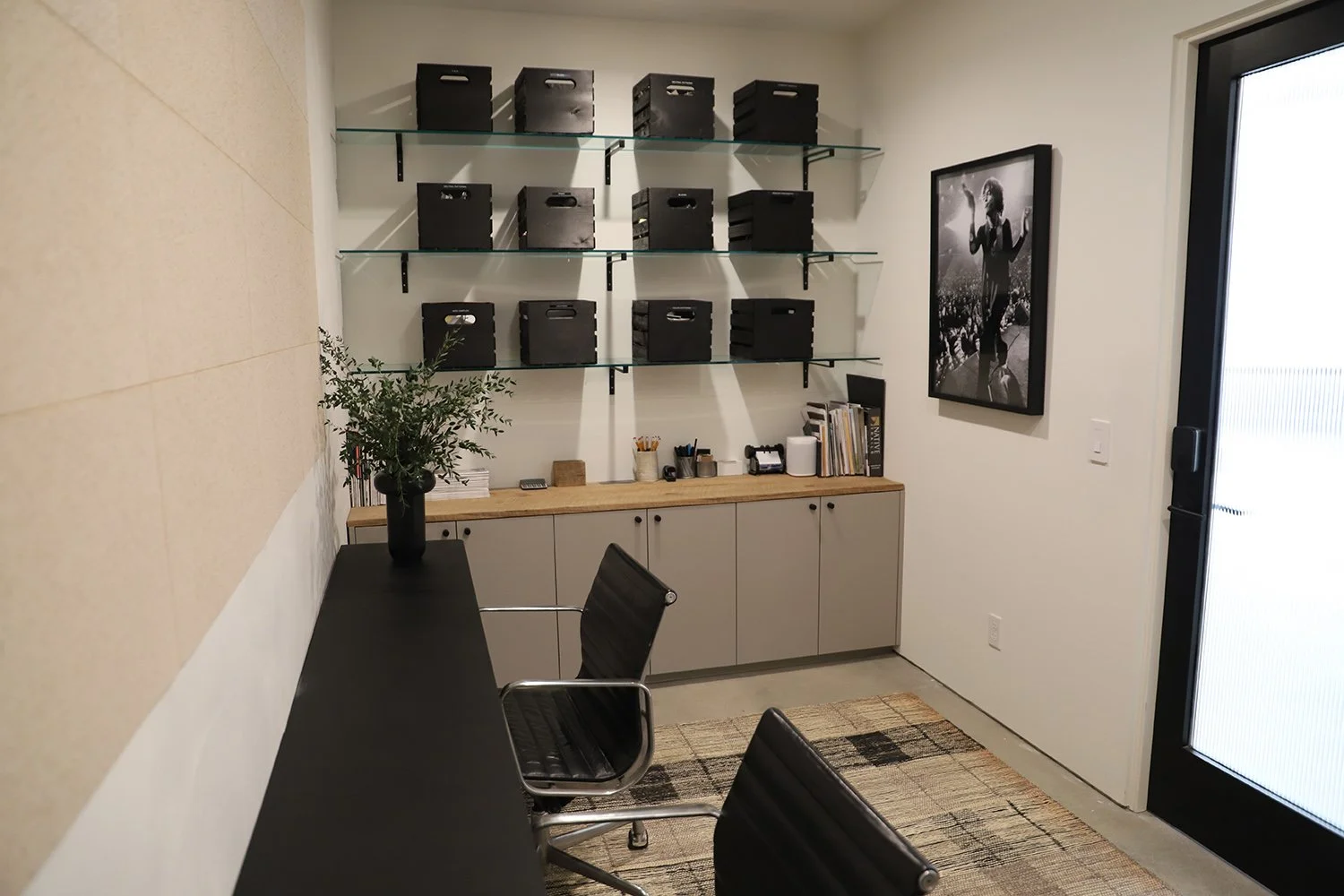 Lacuna office space with gallery wall interior Los Angeles