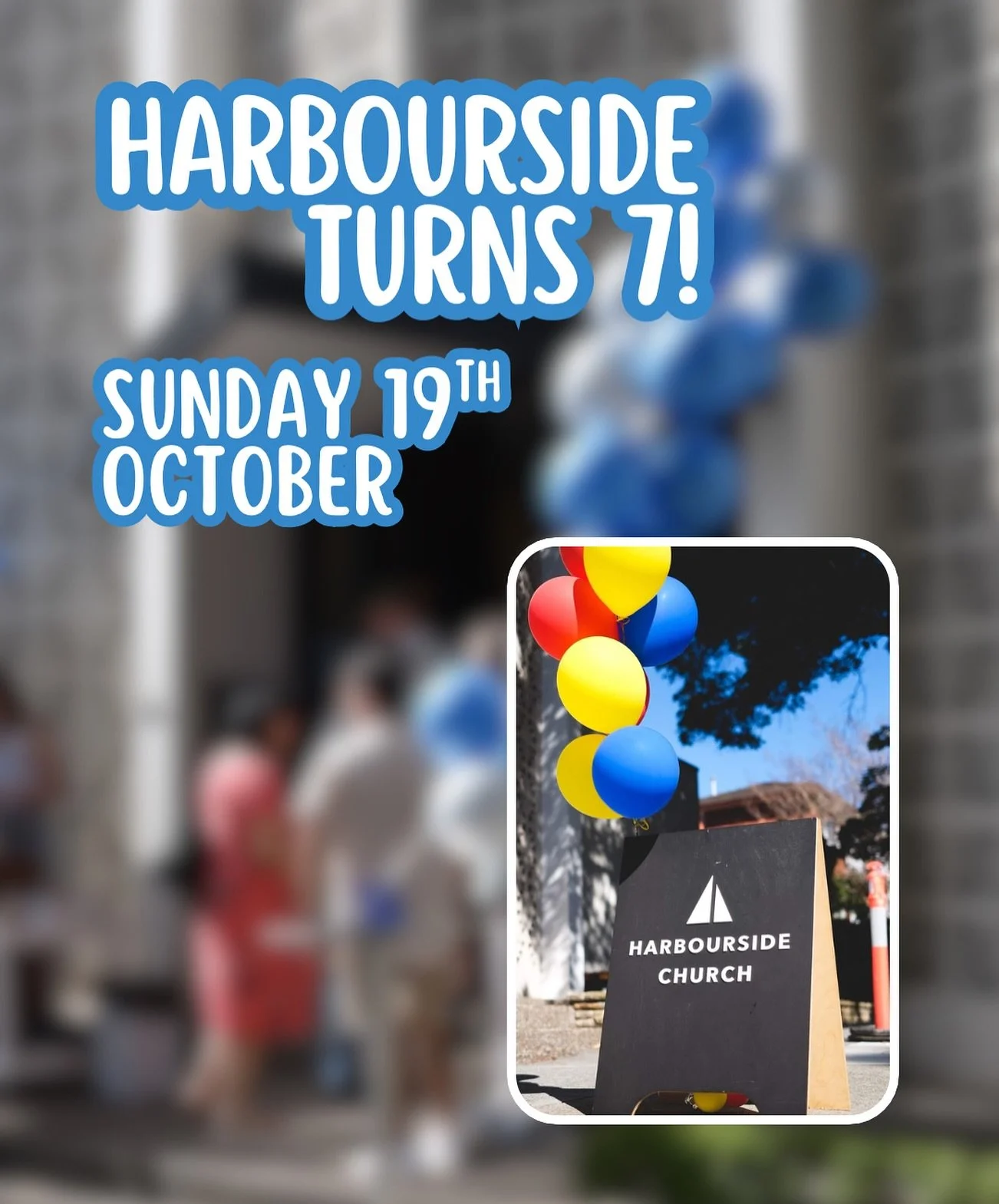 Join us this weekend to celebrate our 7th birthday!! 

We&rsquo;re so excited to share and reflect together how God has been at work in our church community, and to enjoy a meal after each service.

All are welcome!

Harbourside&rsquo;s 7th Birthday 
