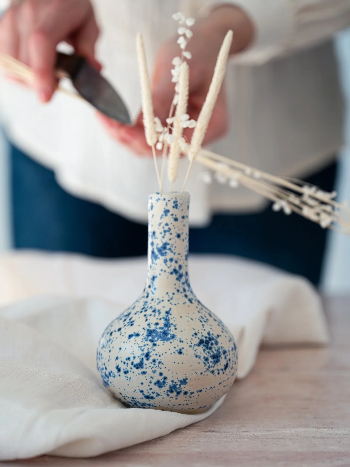 Handcrafted Ceramic Bud Vase - Blue Speckle