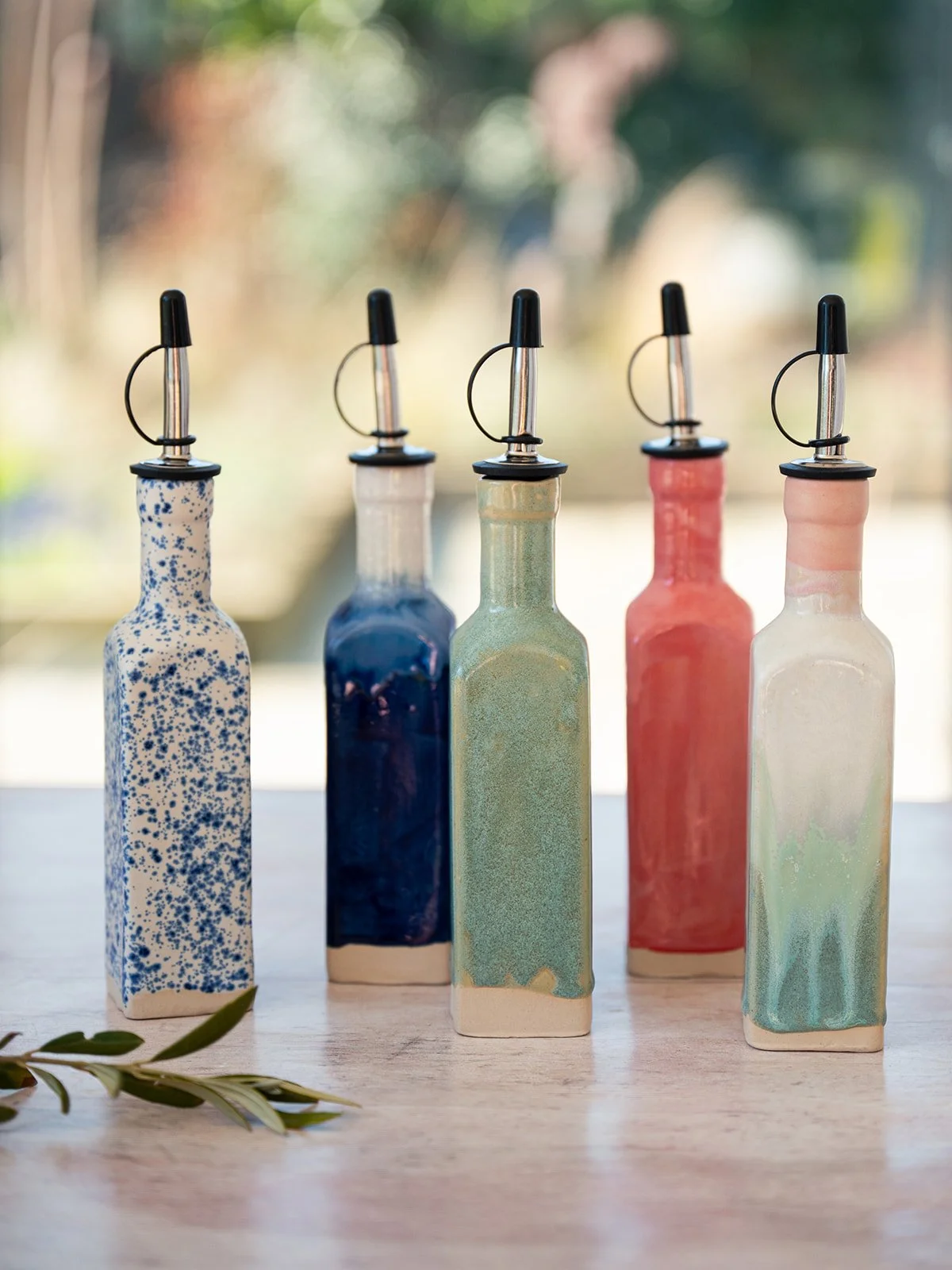 Ceramic Oil Pourer Bottle - Various Colours