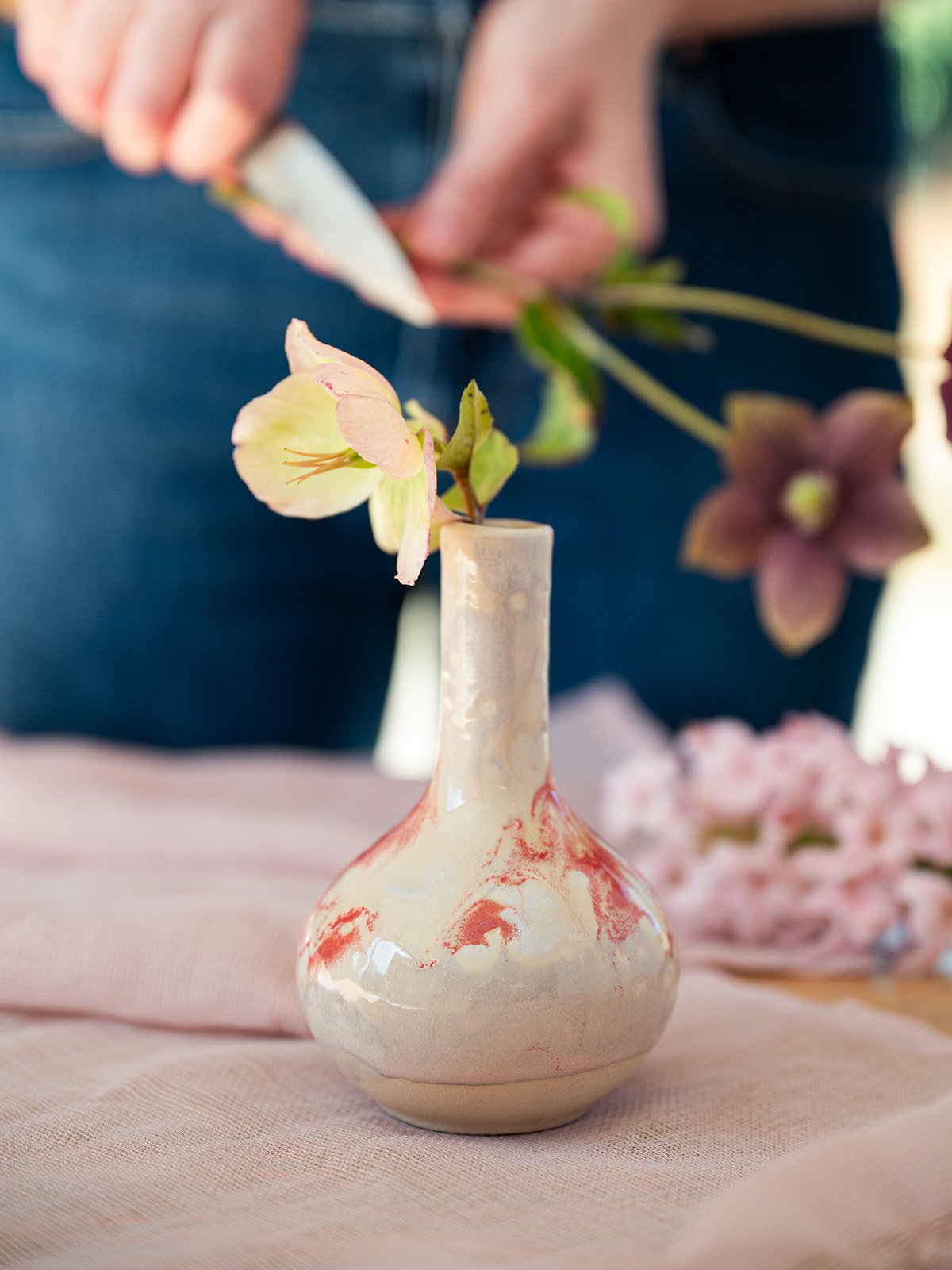 Handcrafted Ceramic Bud Vase - Dream & Cherry