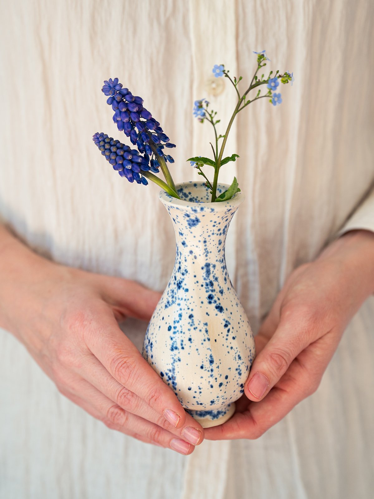 Handcrafted Ceramic Vase - Speckled Blue