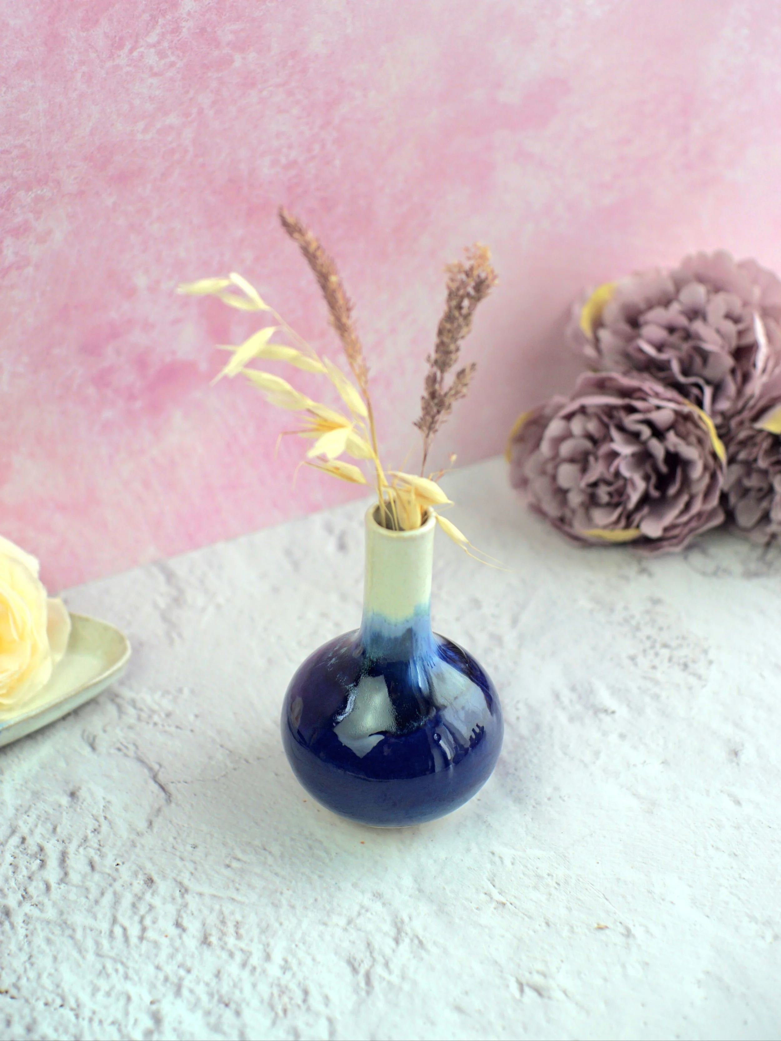 Handcrafted Ceramic Bud Vase - Cobalt Blue