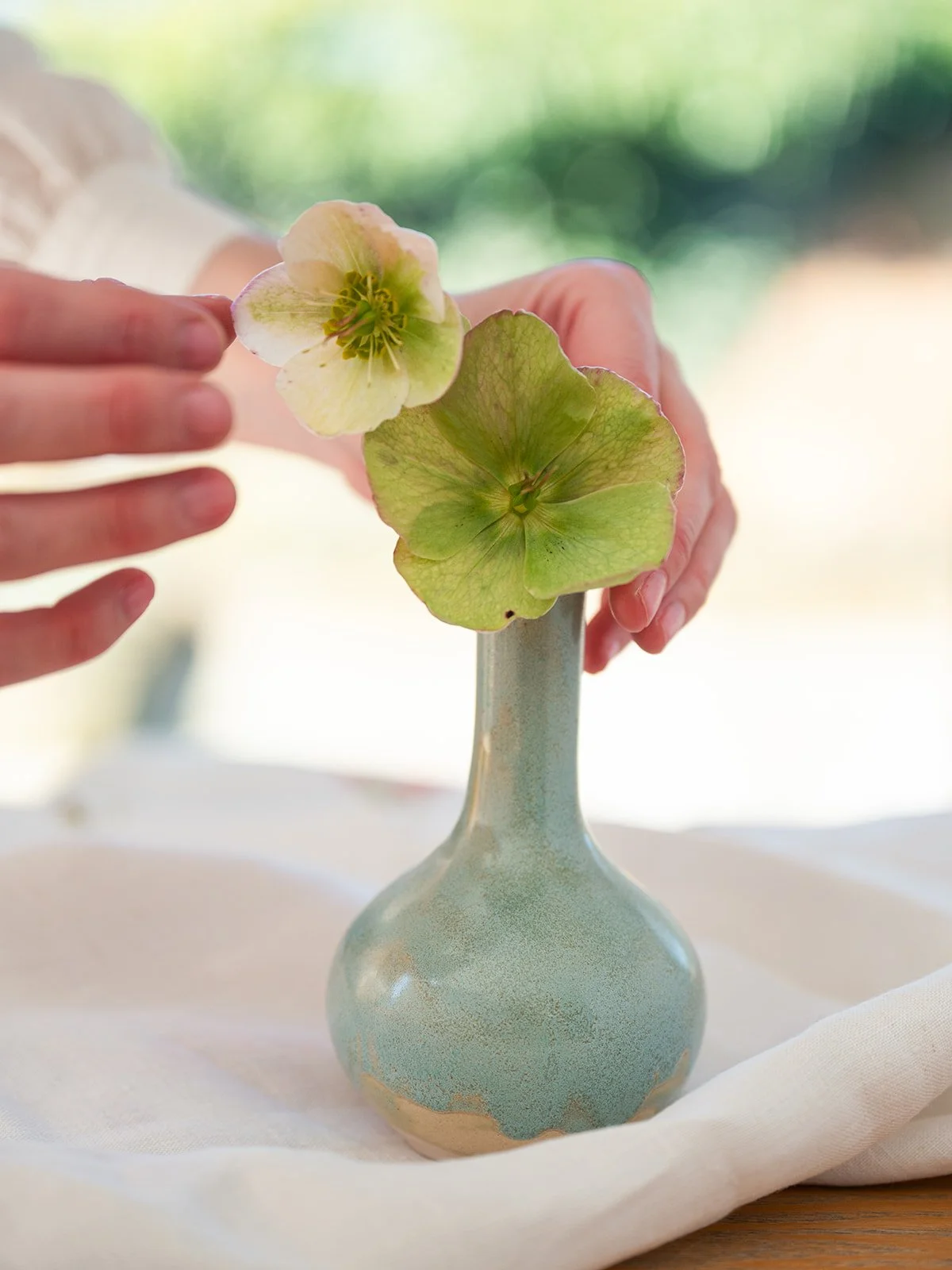 Handcrafted Ceramic Bud Vase - Aqua