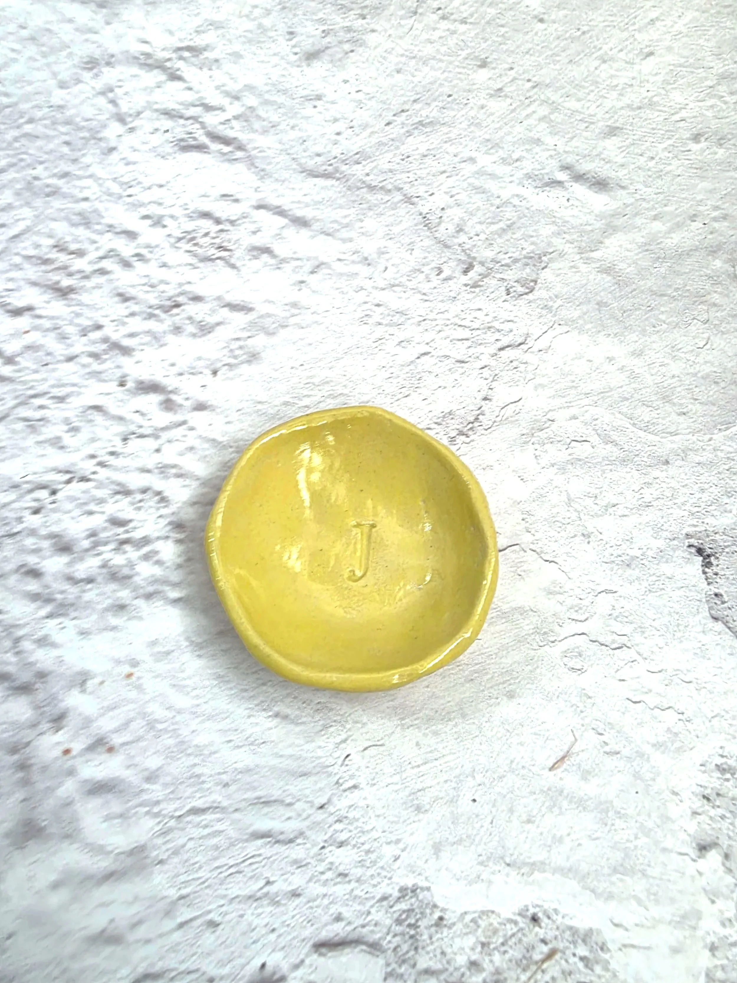 SALE - Mini Ring Dish - Letter J - Yellow