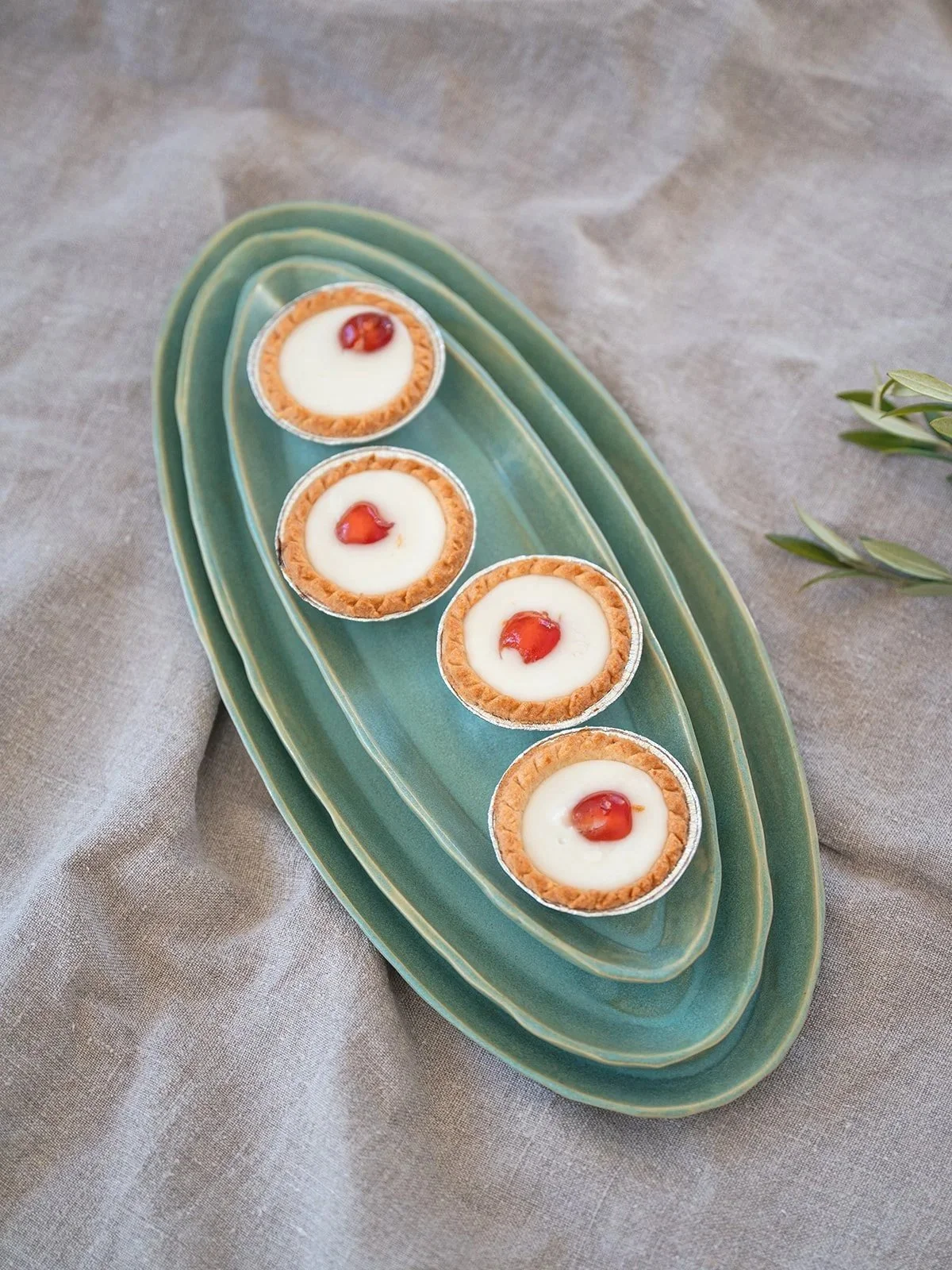 Ceramic Oval Serving Platters - Aqua