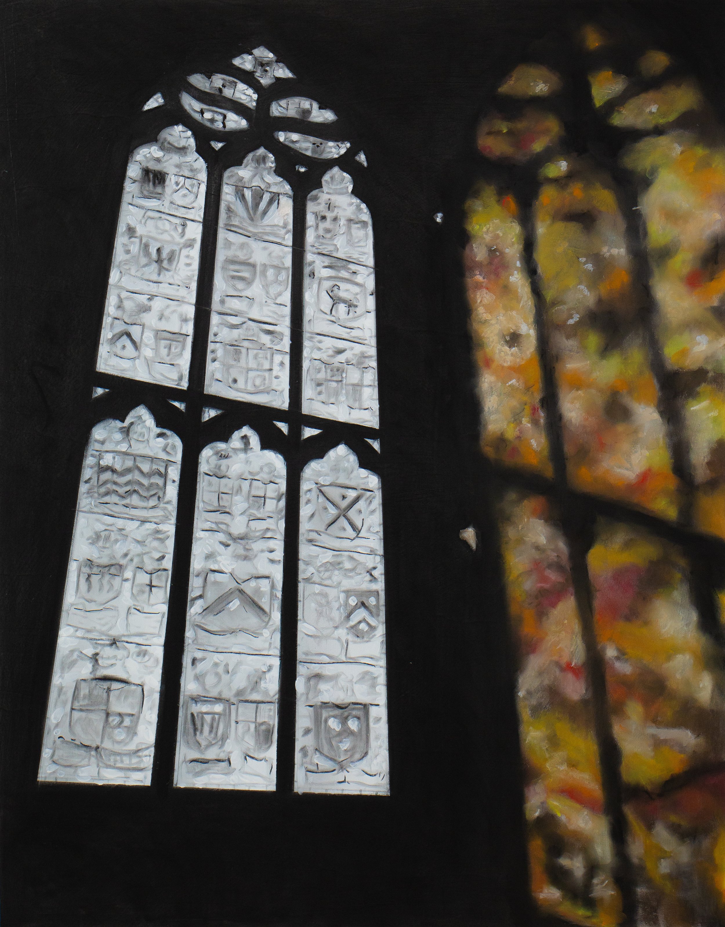 Sacred light - 100x80 cm - Charcoal and Pastel on prepared panel