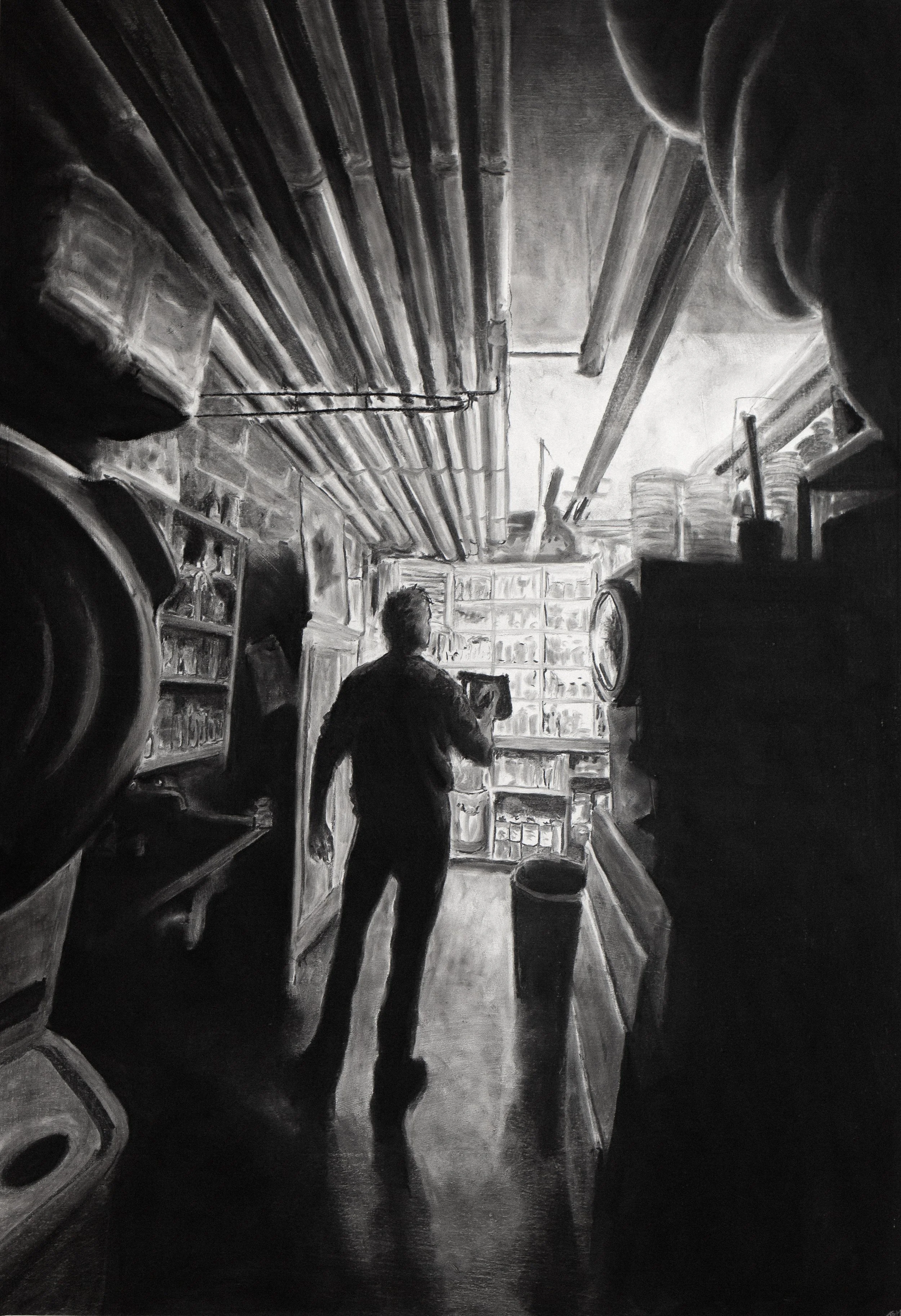 Archive - 100x70 cm - Charcoal on panel