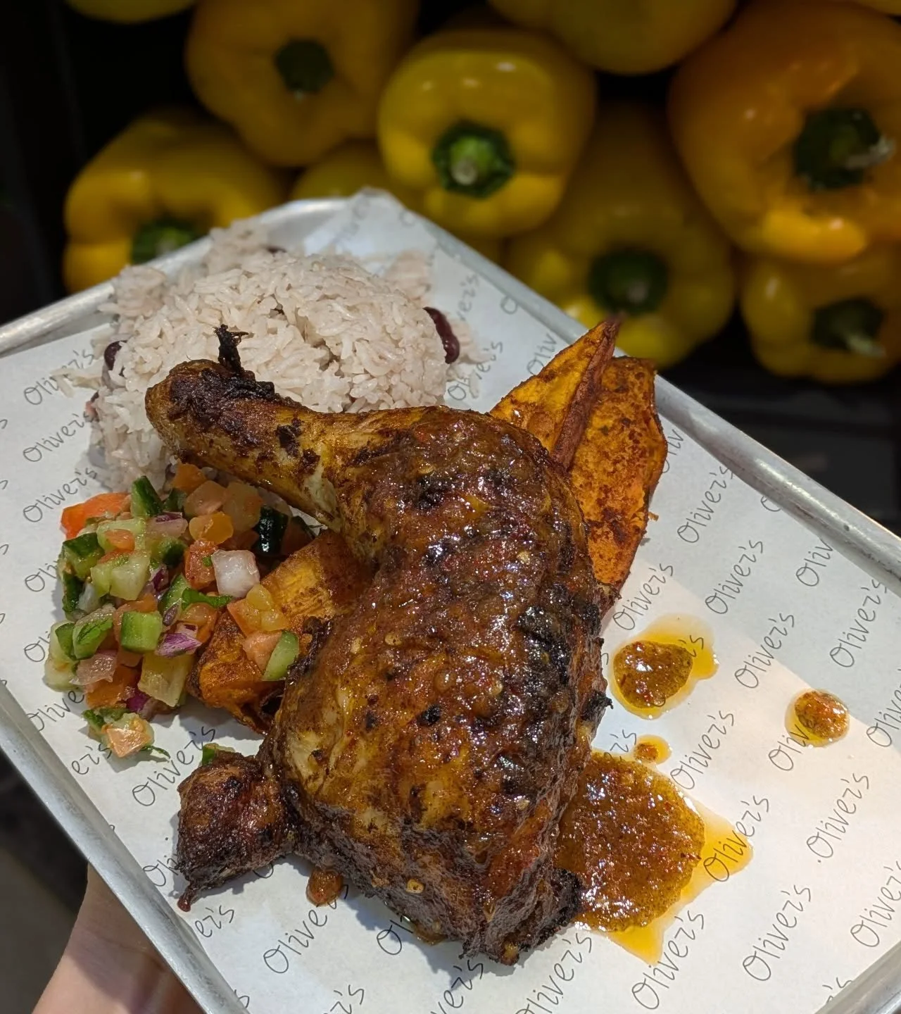 Turning up the heat &amp; spice at the Cluck Me counter 🔥🌶️
Jerk chicken, jerk pork belly or jerk bean patty, served with two sides your way 😮&zwj;🔥

Rice &amp; peas 🍚 | Slaw 🥬 | Fried plantain 🍌
Corn on the cob with jerk butter 🌽 | Pineapple