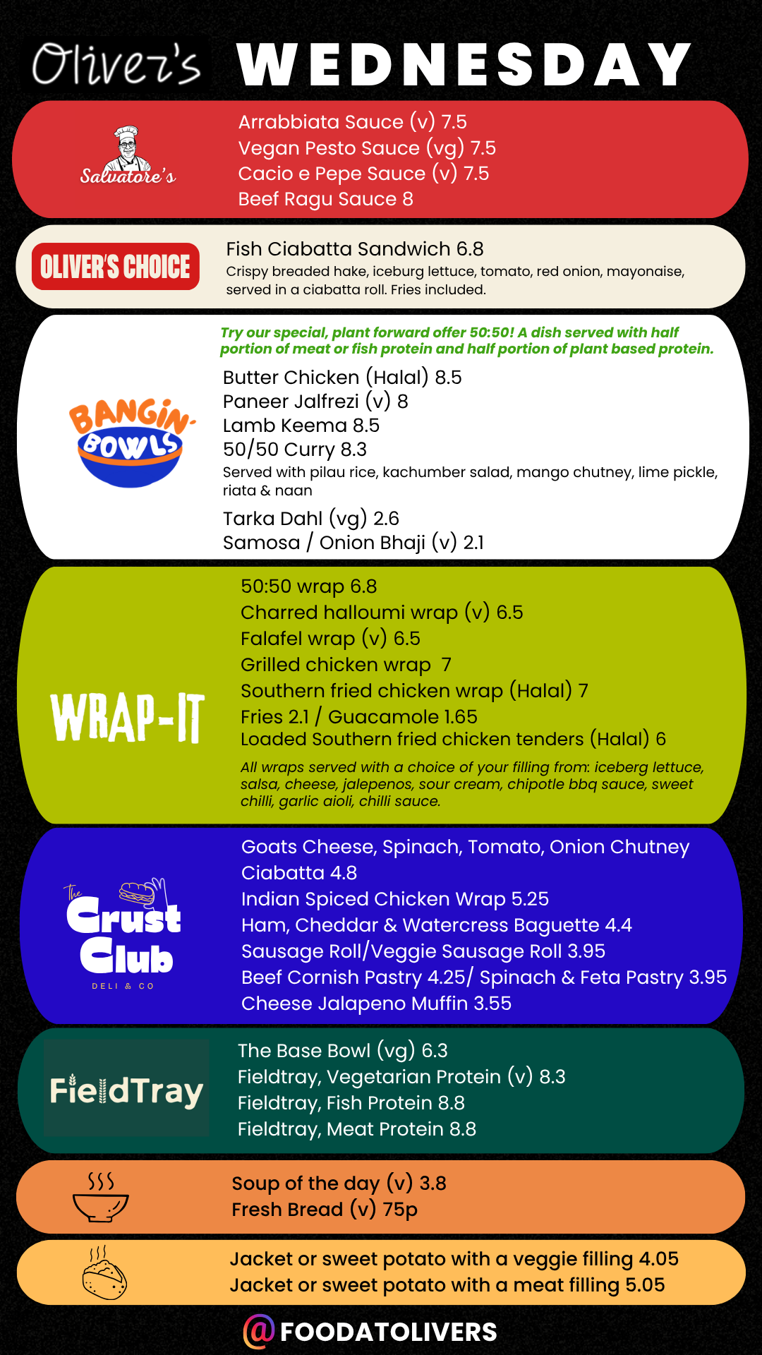 WEDNESDAY — Food At Oliver's