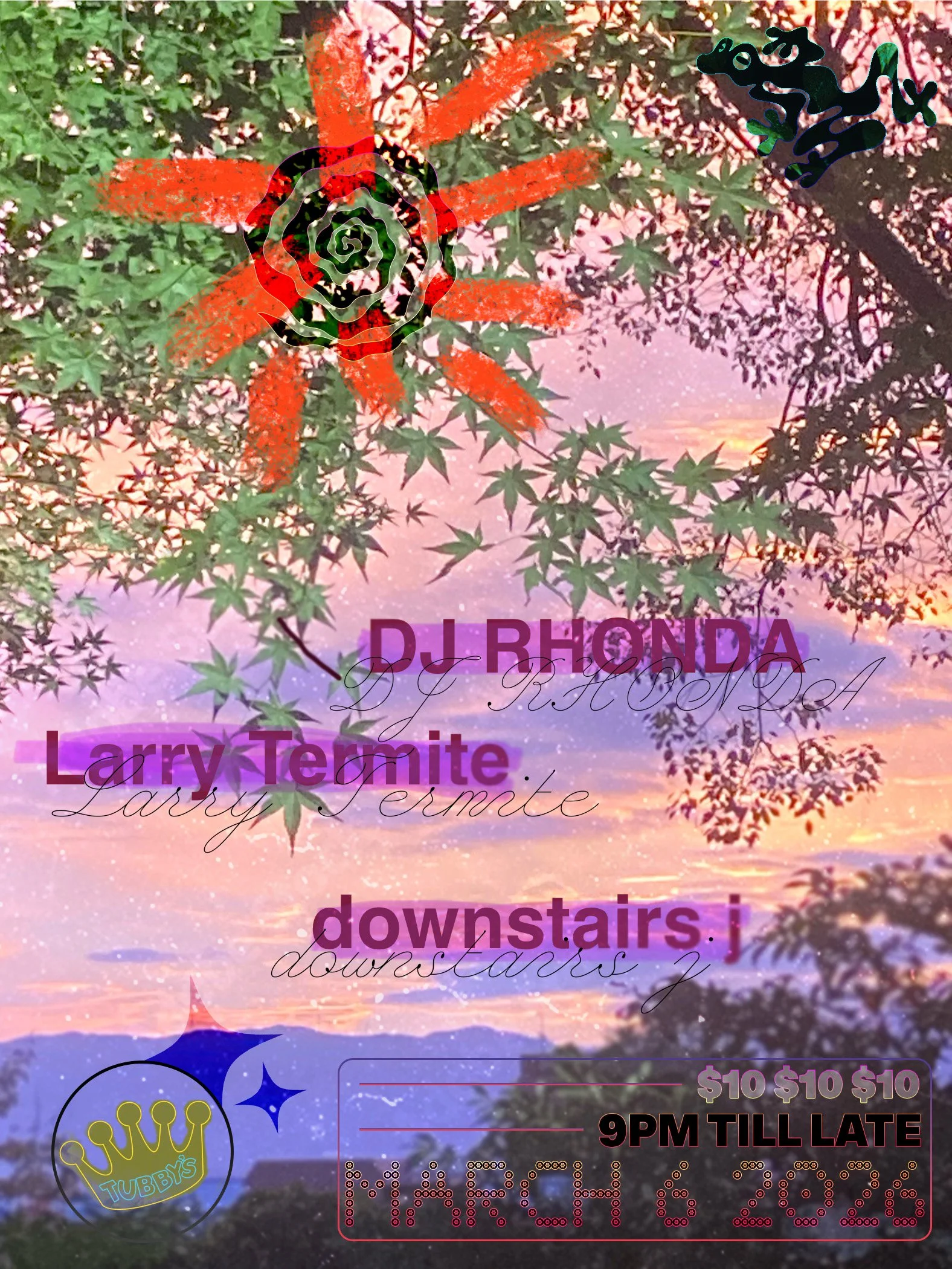 CLUBBYS:  DJ RHONDA + Larry Termite + downstairs J
