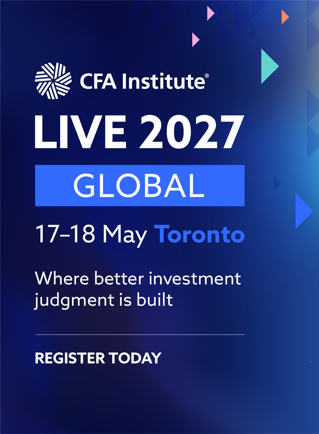 CFA Institute LIVE 2027 Global, 17-18.5.2027