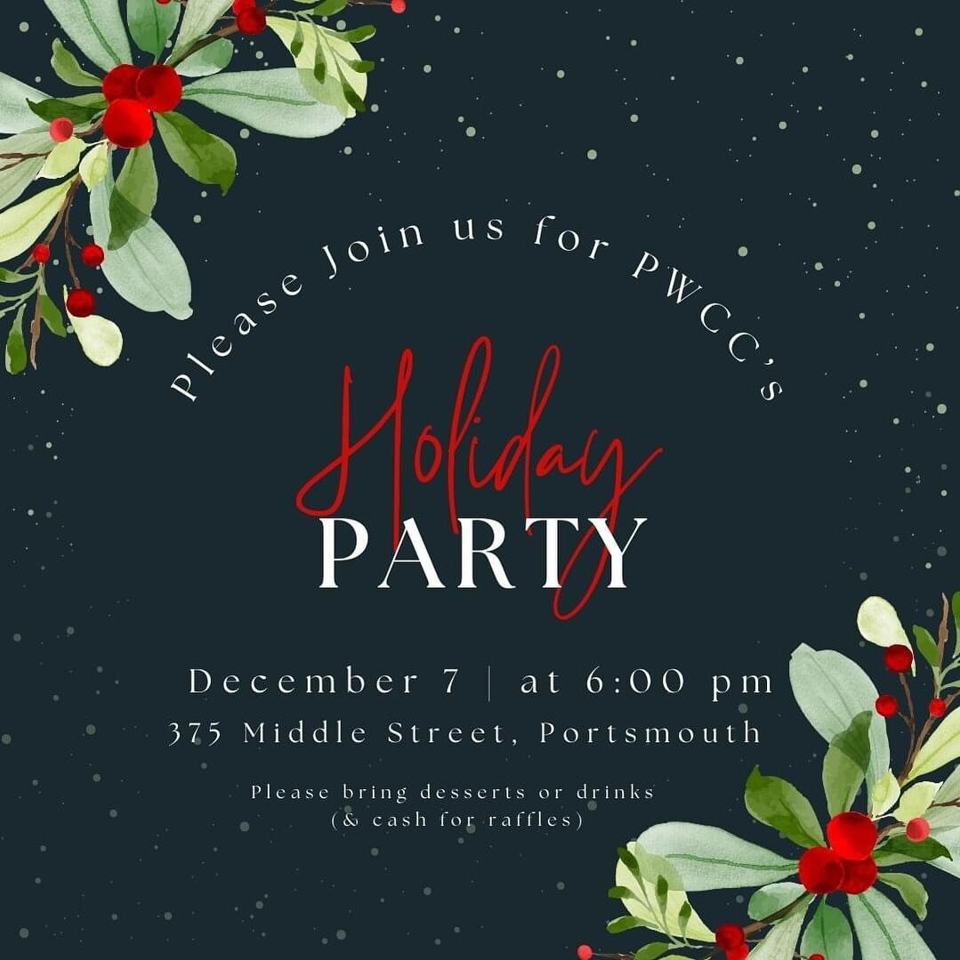 PWCC Members- join us Thursday for our Holiday Party! #portsmouthnh #seacoastnh #gfwc #gfwcnh