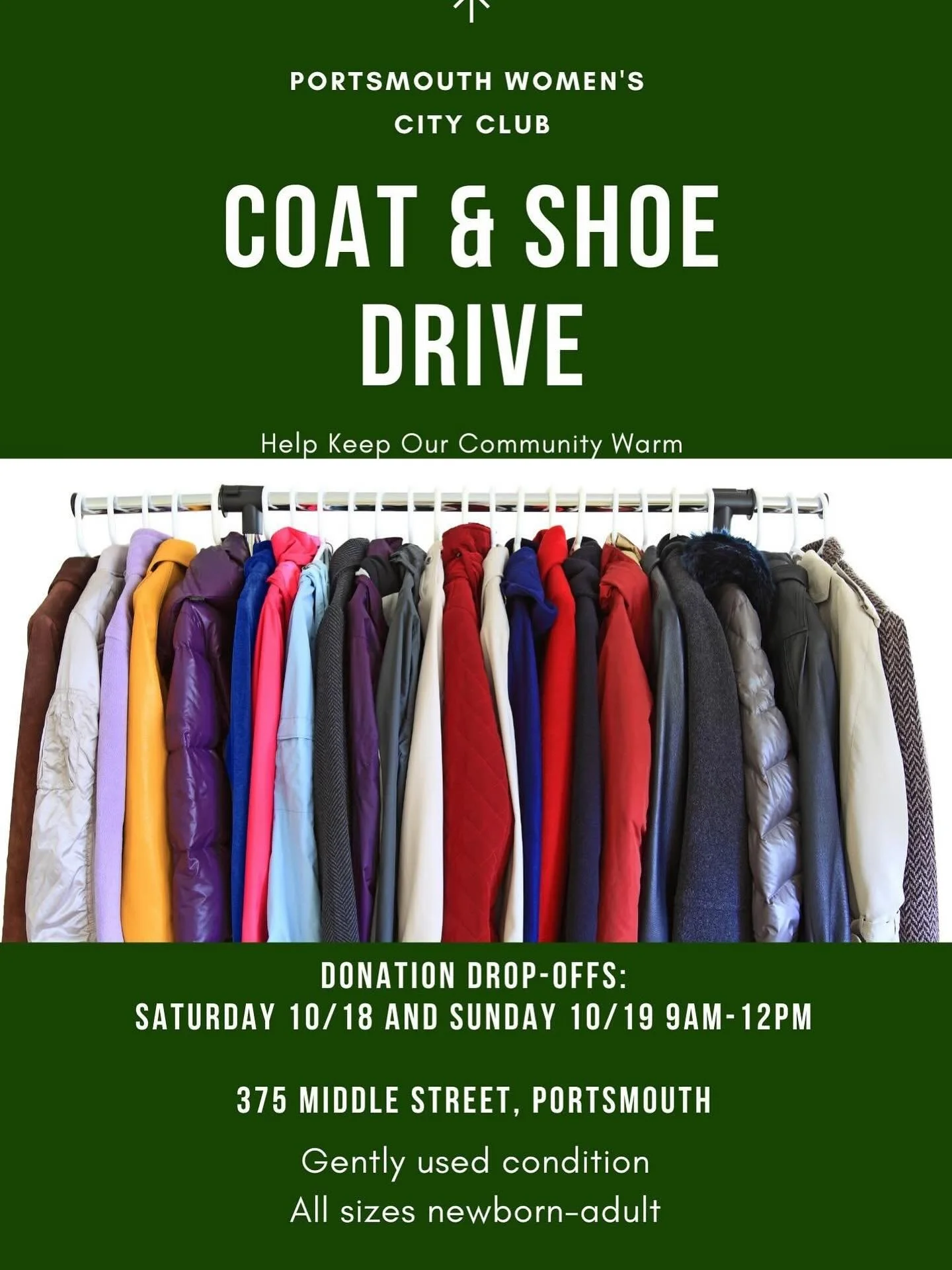 This weekend!! Come and donate your gently used clothes and shoes! #portsmouthnh #seacoastnh #dovernh #greenlandnh #strathamnh #newcastlenh #ryenh #gfwc #gfwcnh