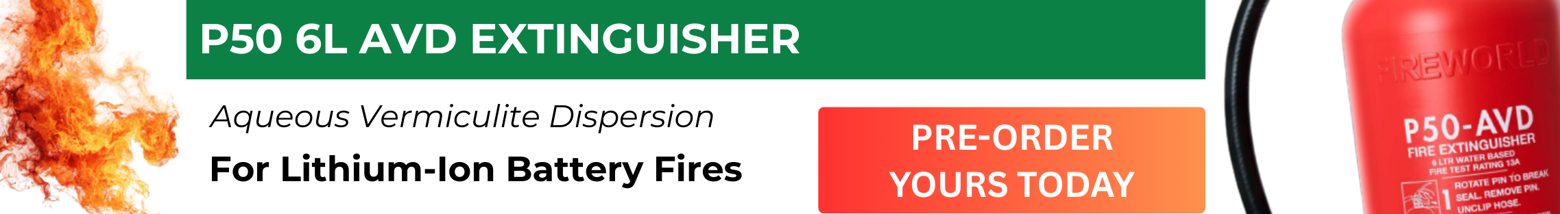 P50 AVD fire extinguisher for lithium ion fires, now available to pre-order